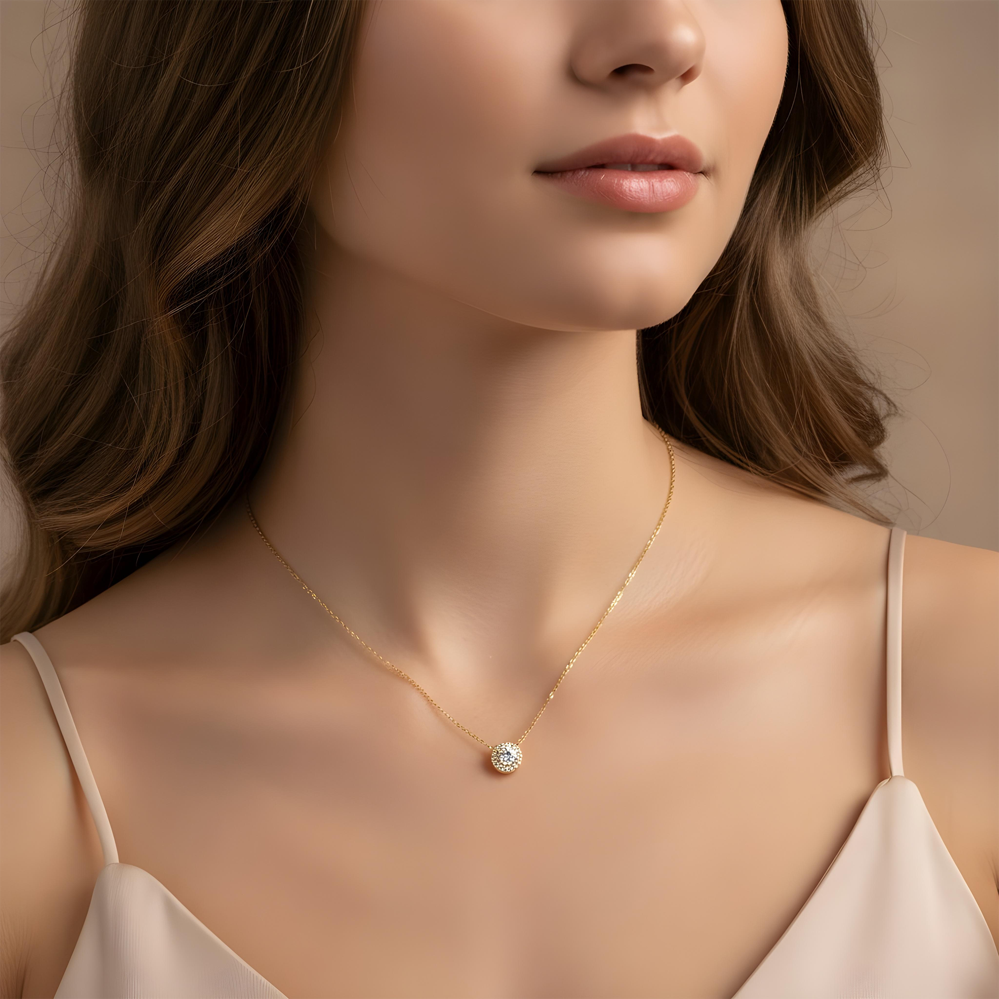18K White Gold Round Diamond Pendant & Chain 0.27ct