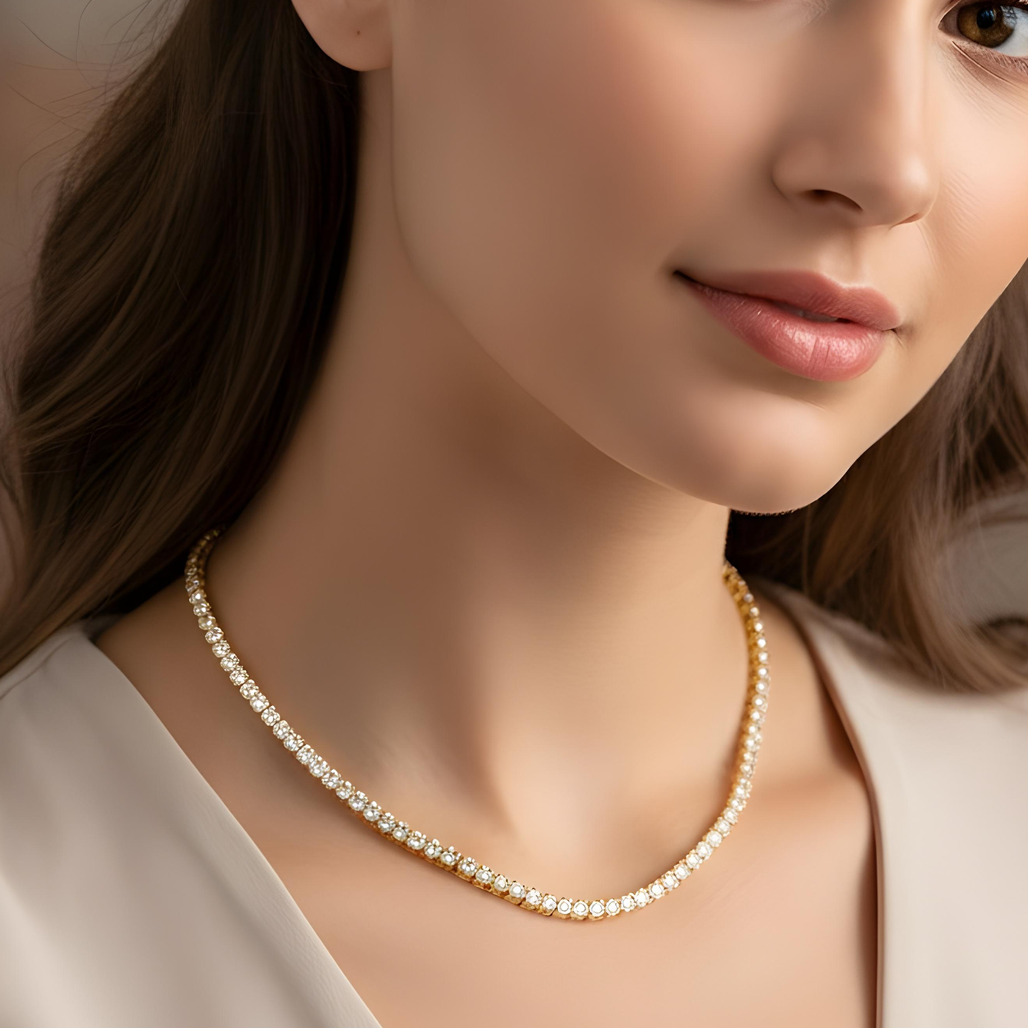 14K White Gold Round Diamond Tennis Chain 23.53ct