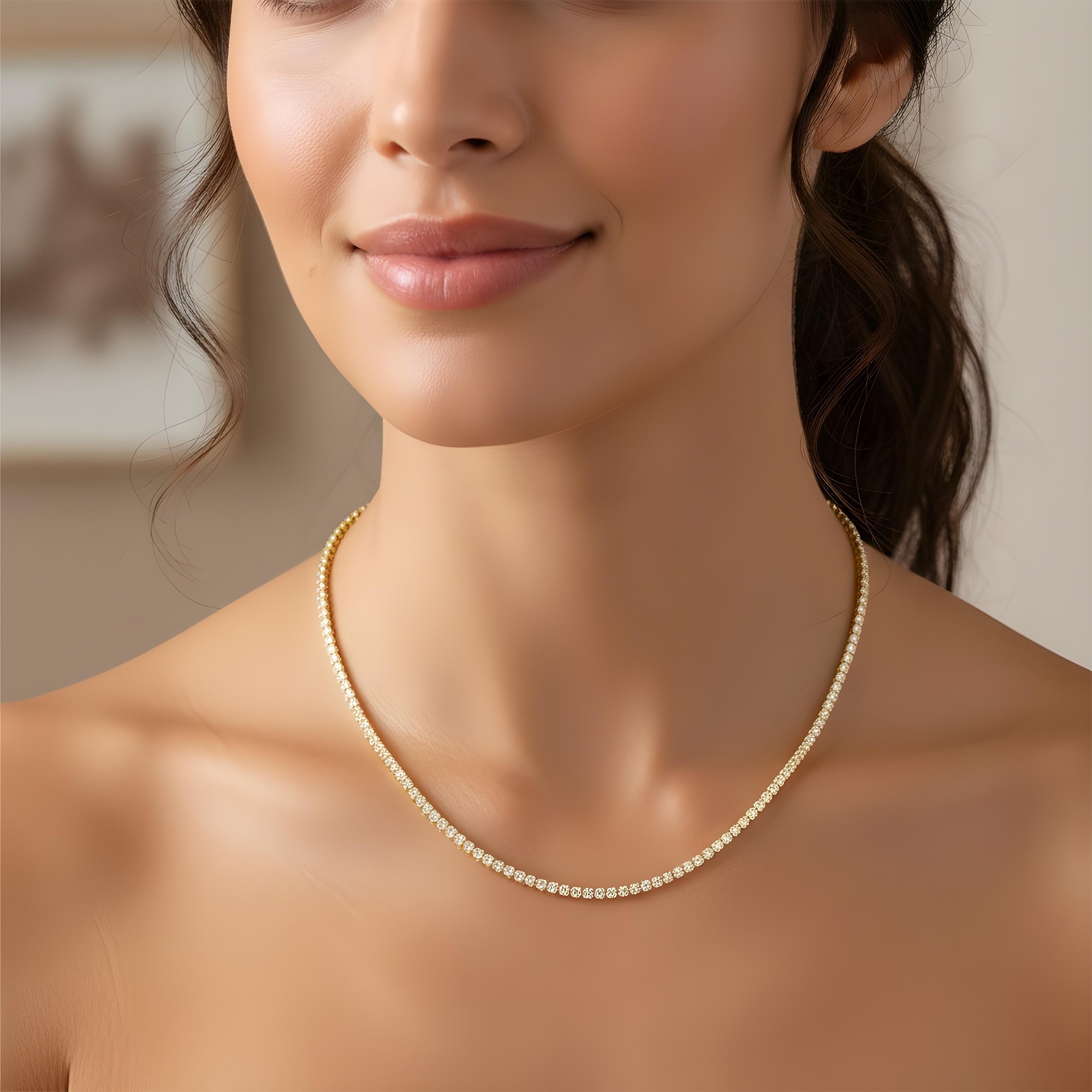 14K Rose Gold Round Diamond Tennis Chain 9.52ct (16"-22")