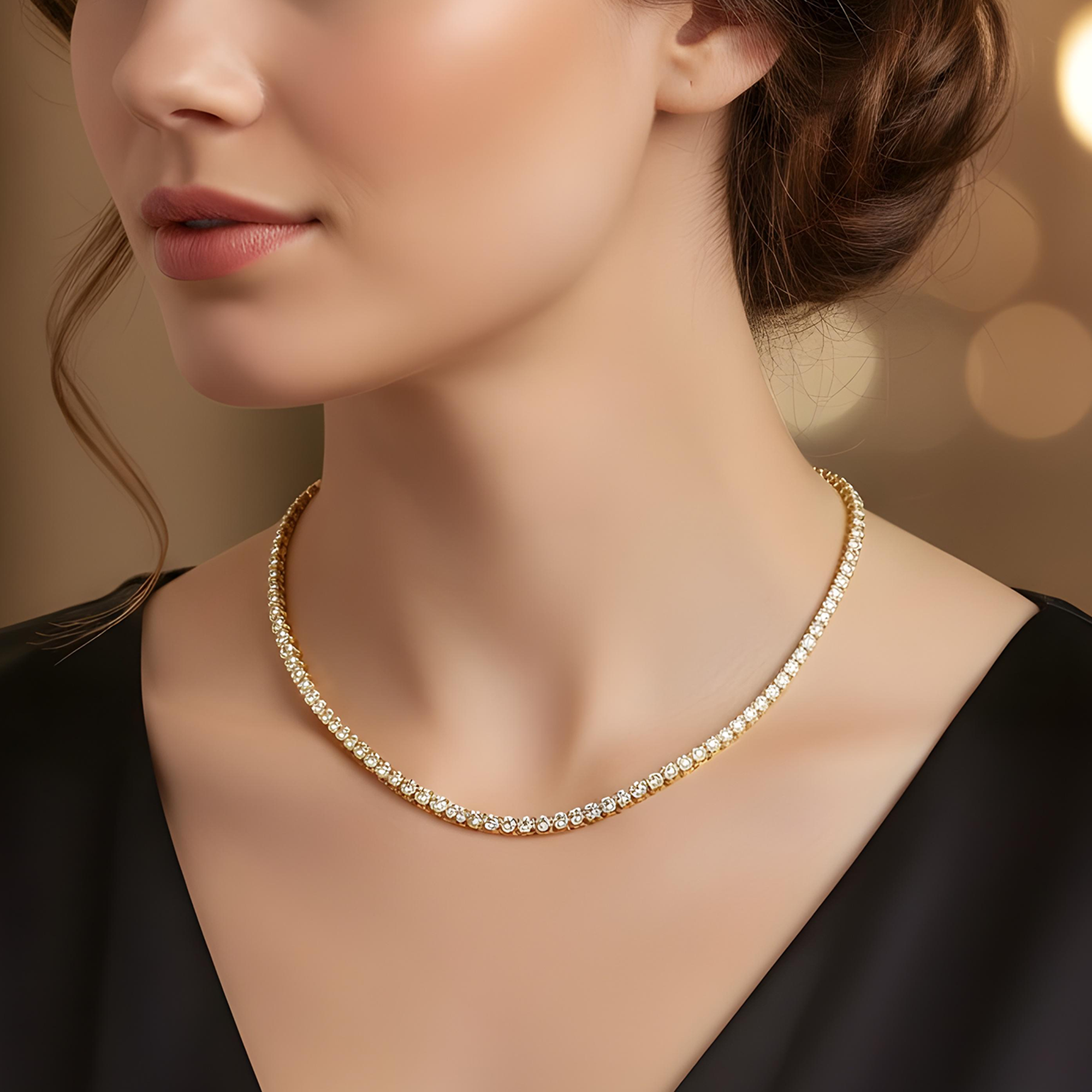 14K White Gold Round Diamond Tennis Chain 16.50ct (16"-22")