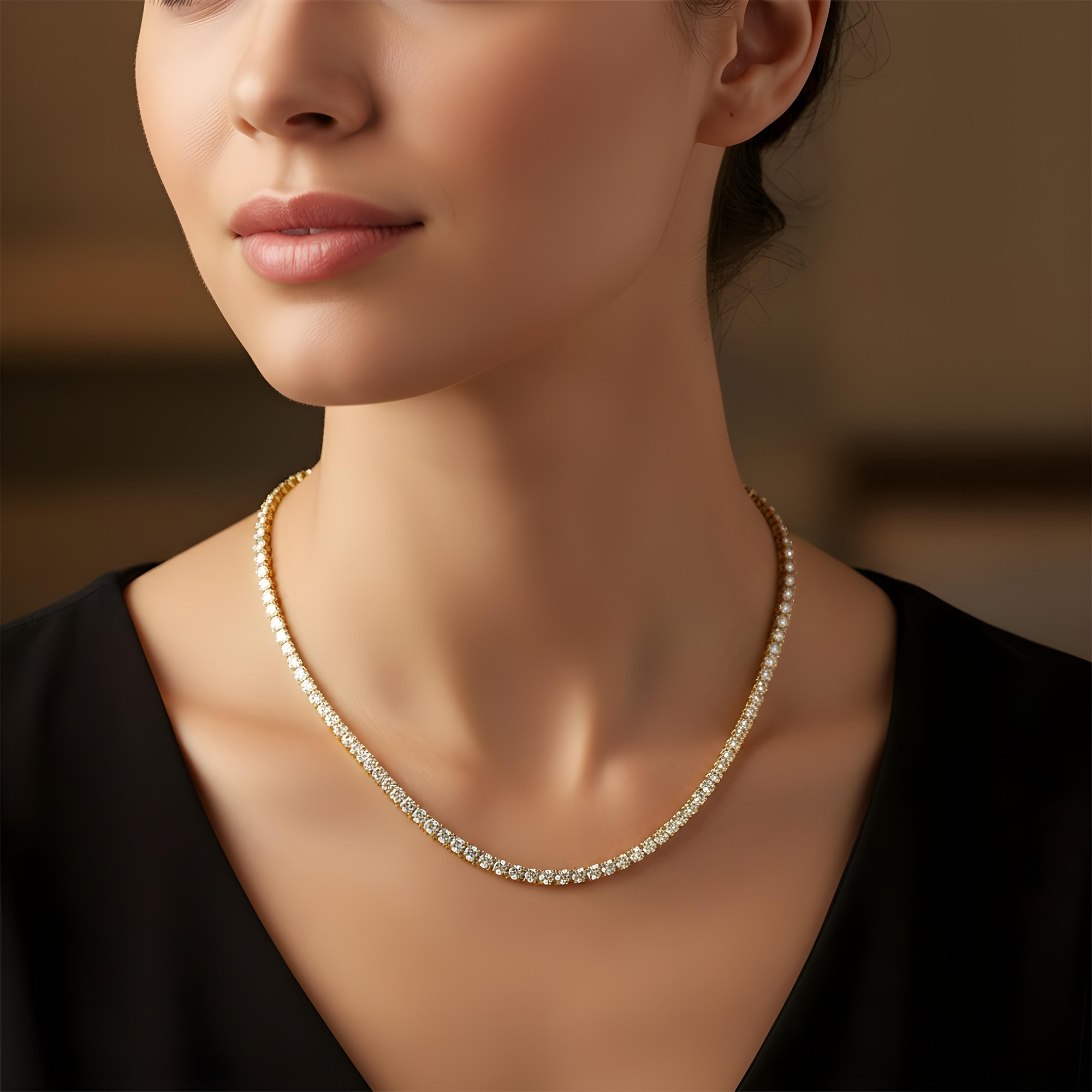 14K White Gold Round Diamond Tennis Chain 7.75ct (16"-22")