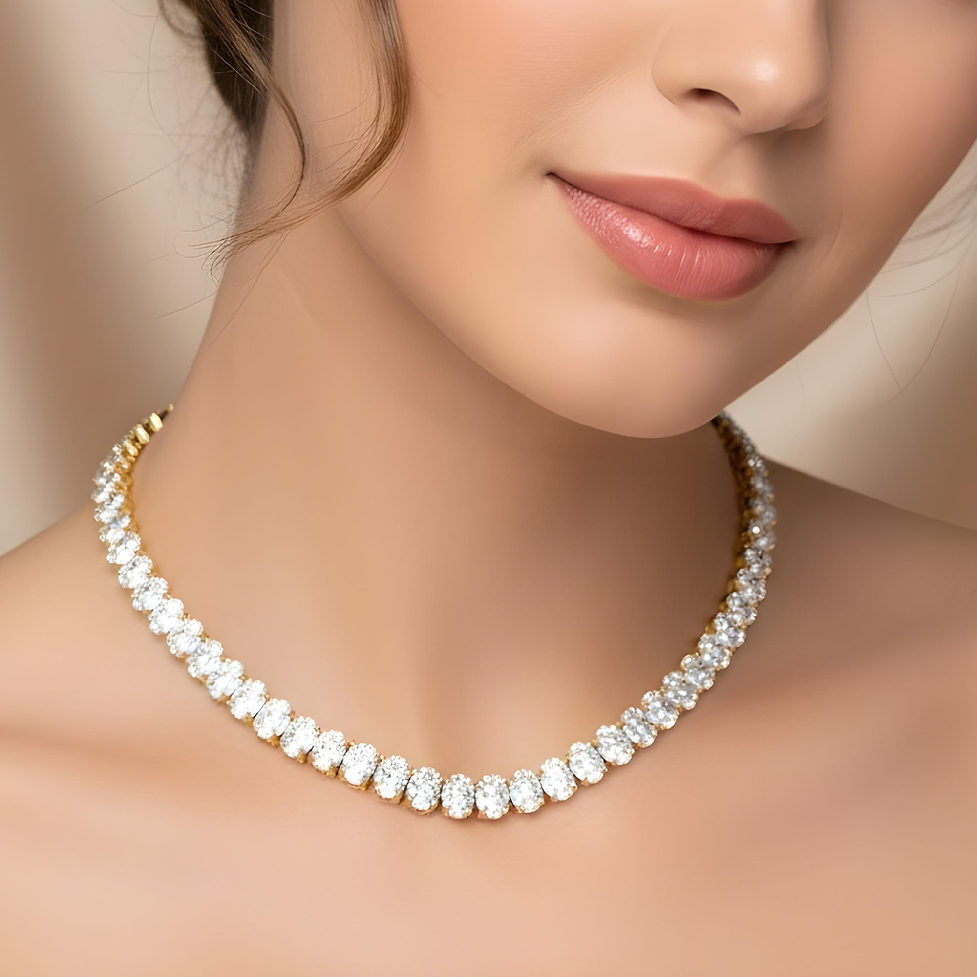 14K White Gold Oval Cut Diamond Tennis Chain 99.50ct