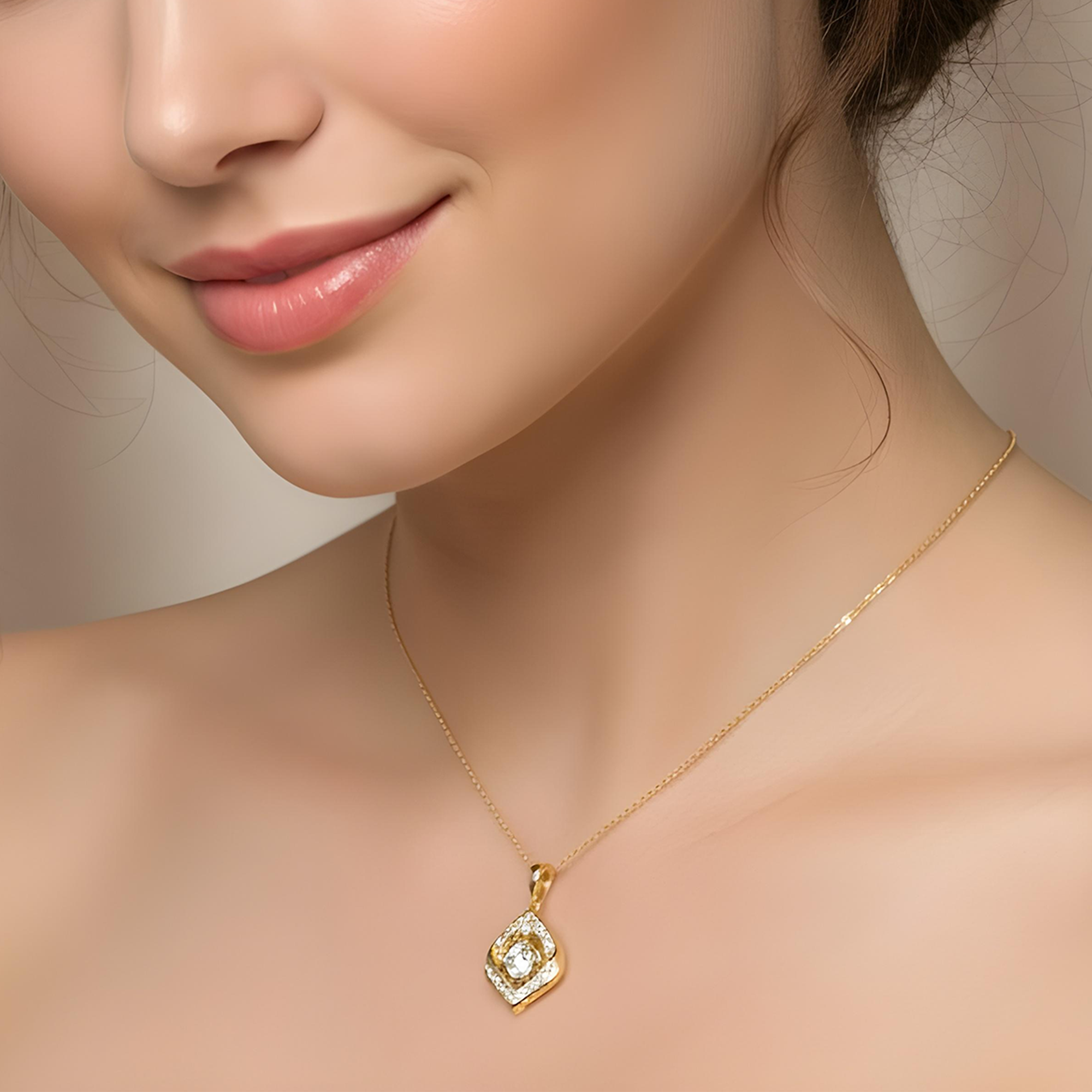 14K White Gold Baguette & Round Diamond Pendant & Chain Necklace 1.0ct