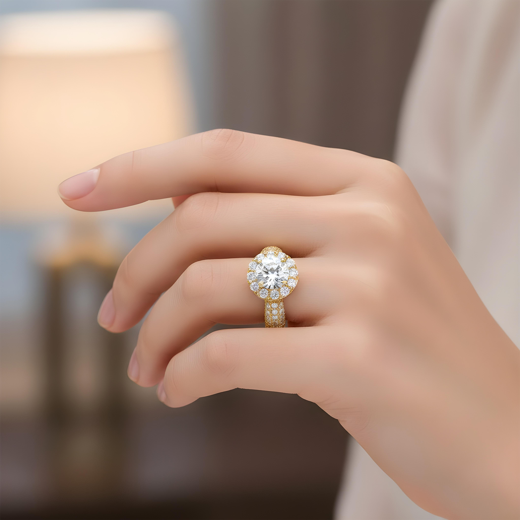 18K White Gold 3.06ct Round Diamond Engagement Ring 6.03ct
