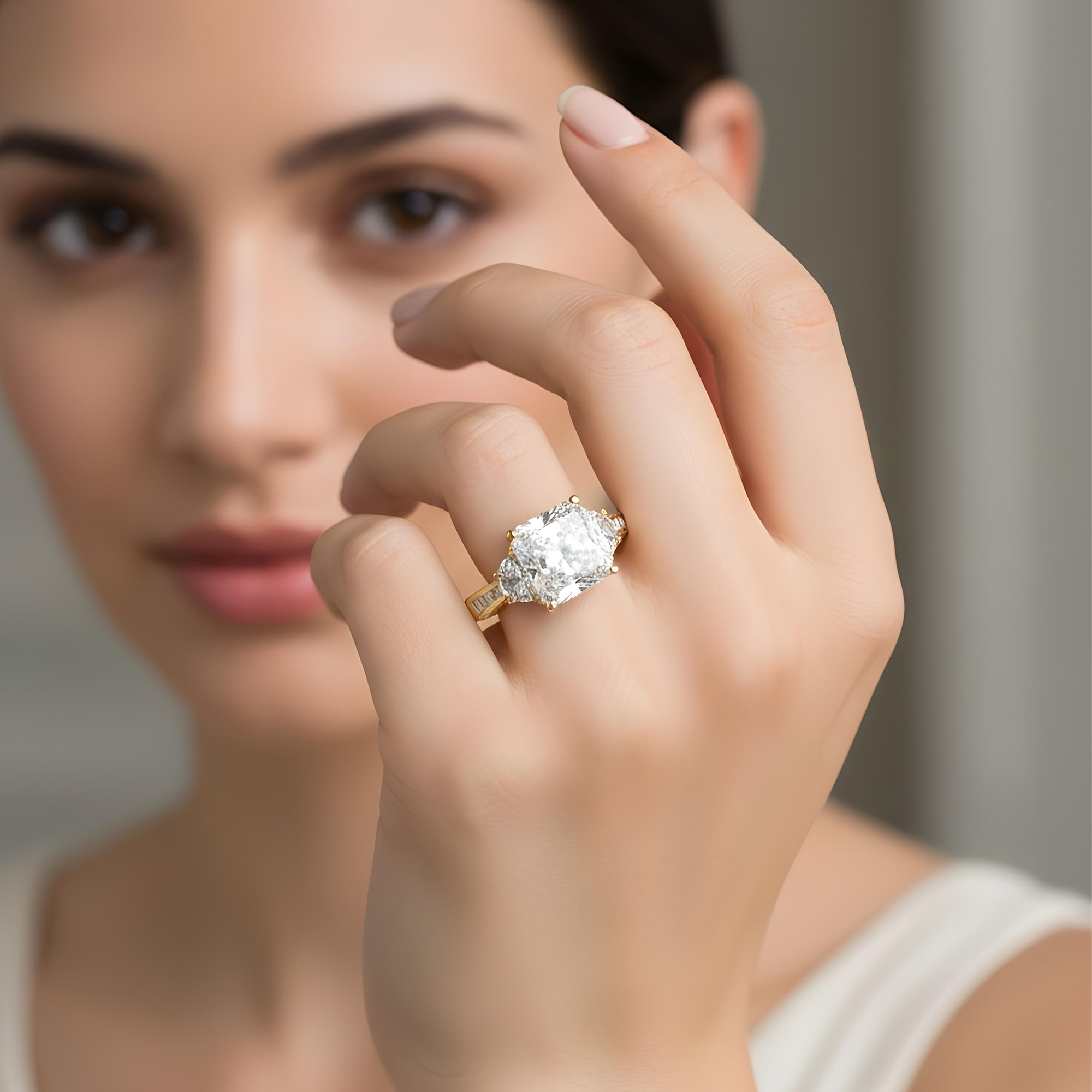 GIA 18K White Gold Square Radiant Cut Diamond Engagement Ring 6.47ctw