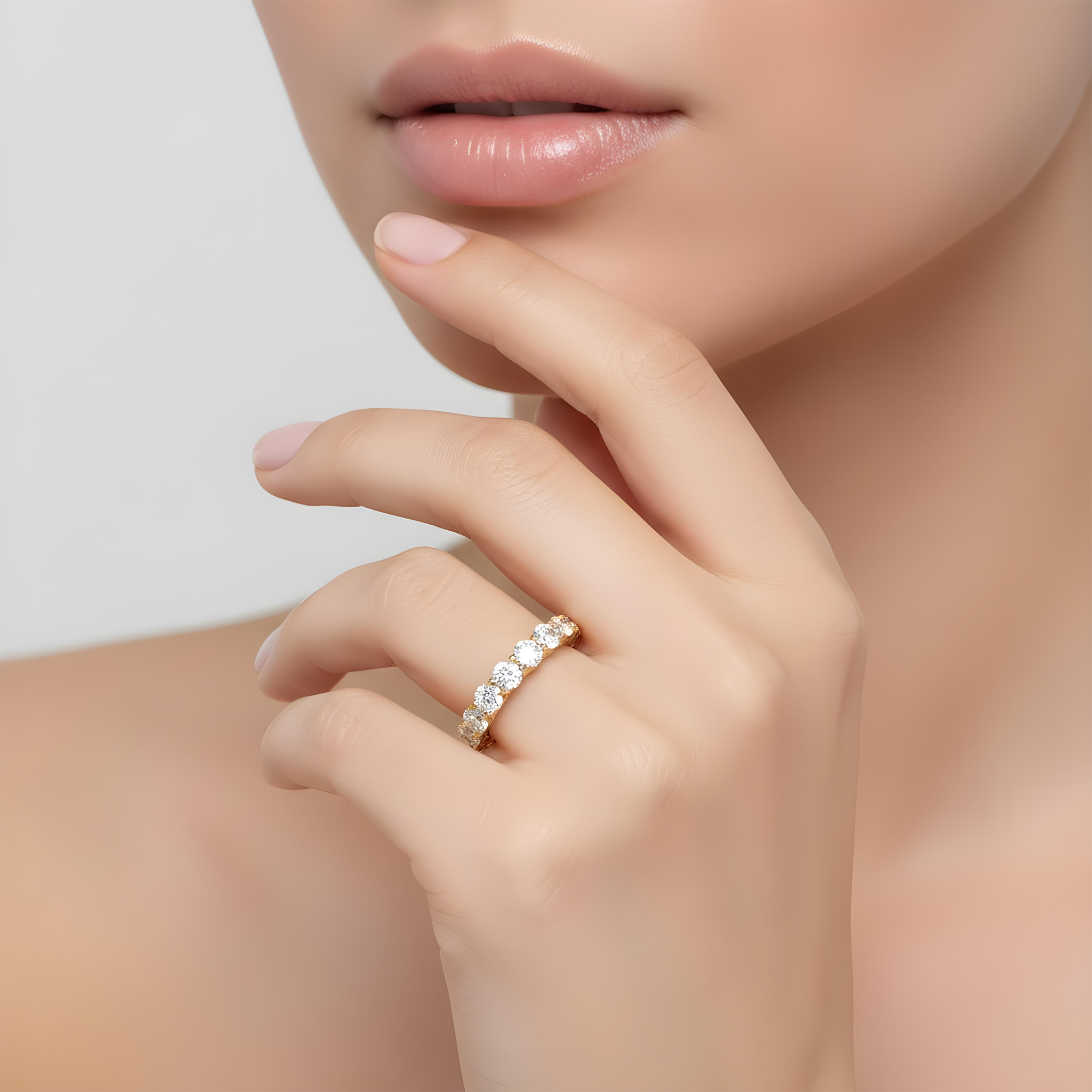 18K White Gold Round Diamond Eternity Ring 4.24ct (size 6-8)