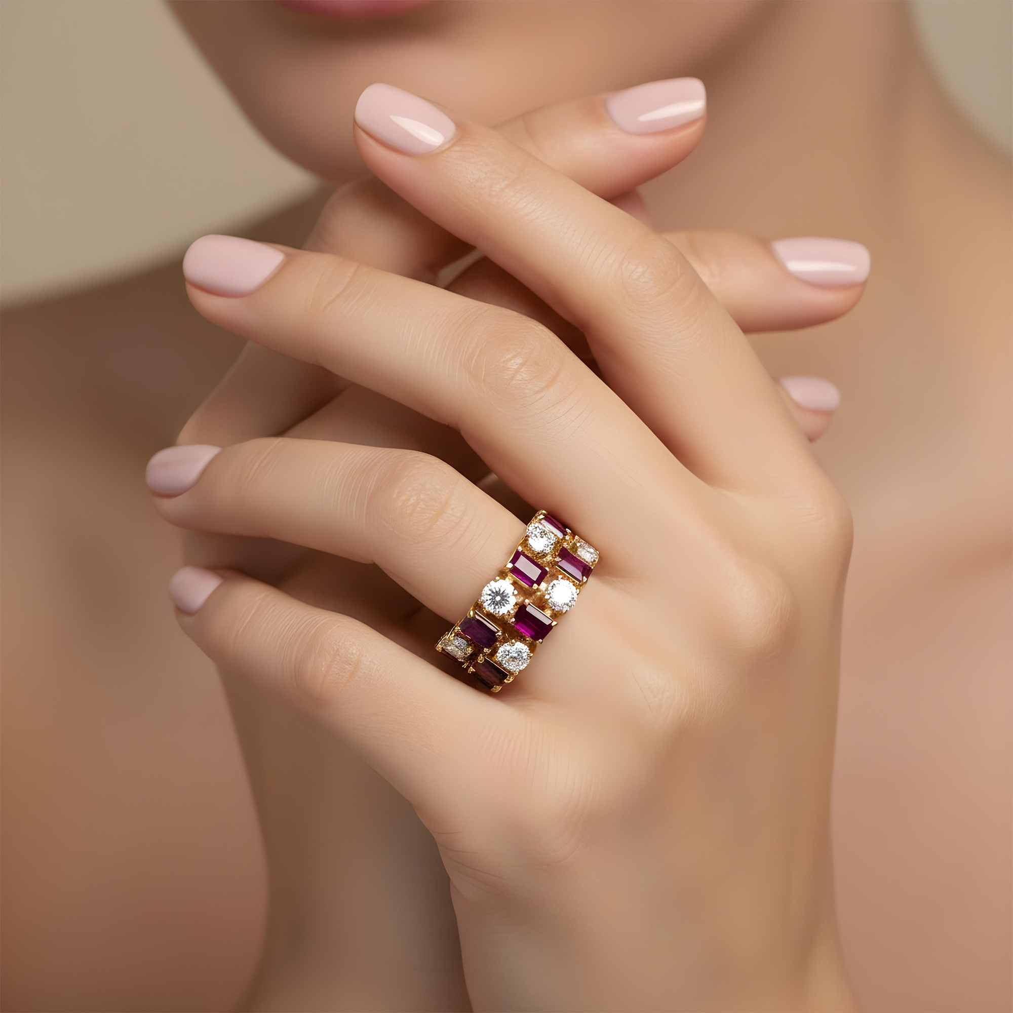 14K White Gold Emerald Cut Ruby & Round Cut Diamond Ring 34.20ctw