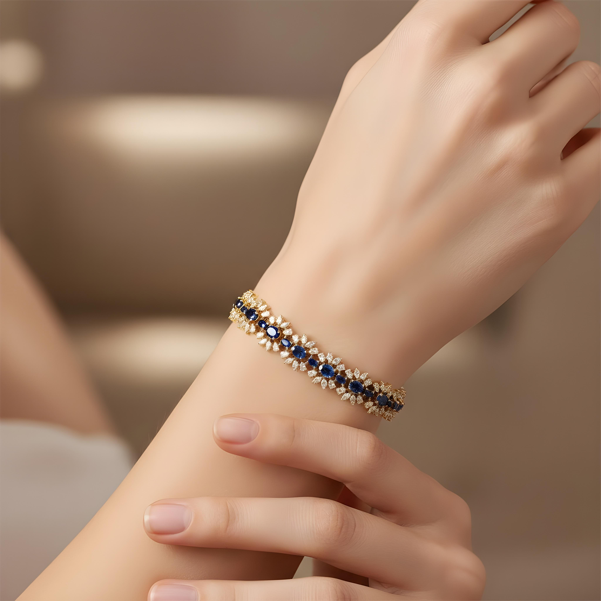 14K White Gold Sapphire & Diamond Bracelet 28.41ctw
