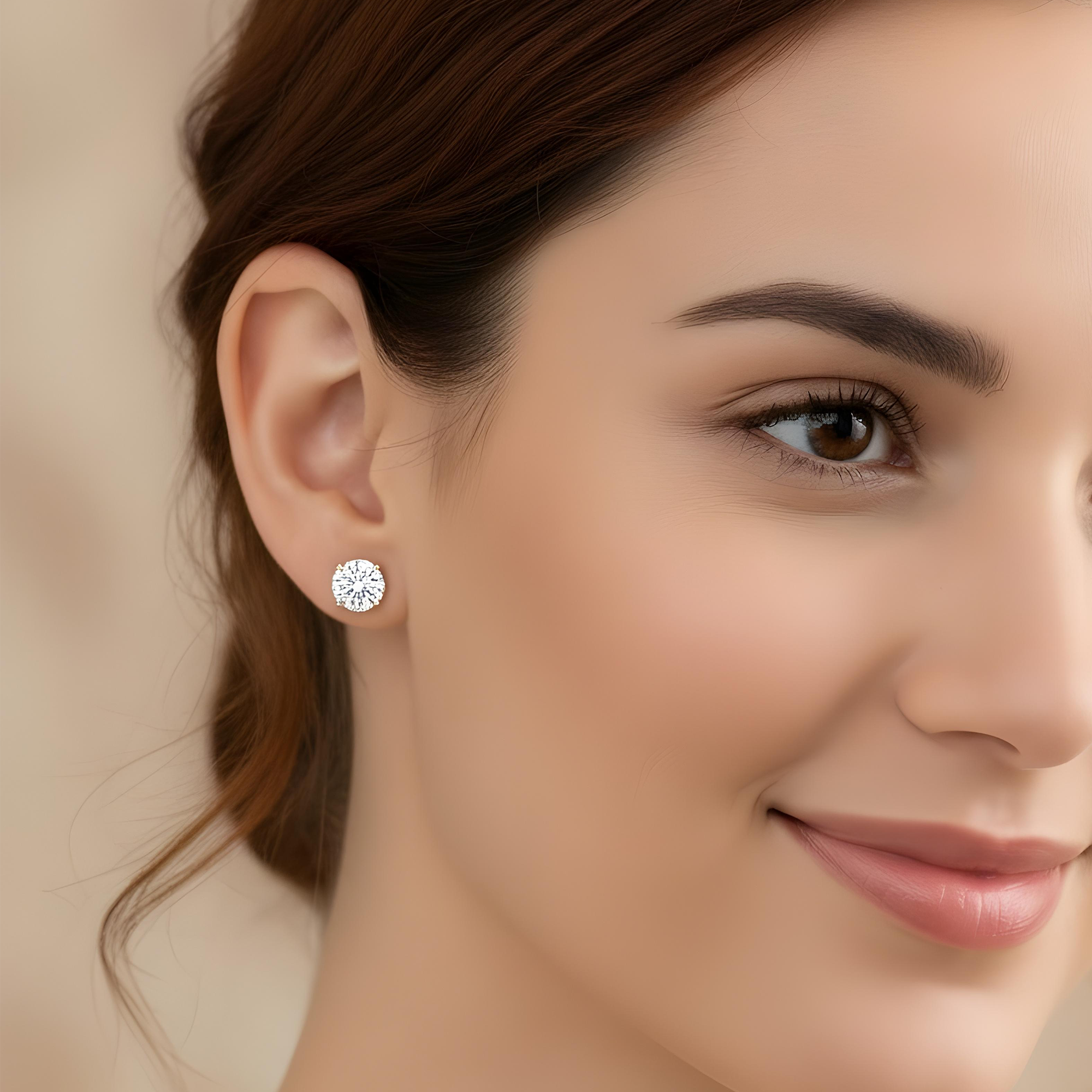 IGI 14K White Gold 3.03ct Each Solitaire Round Diamond Stud Earrings 6.08ctw