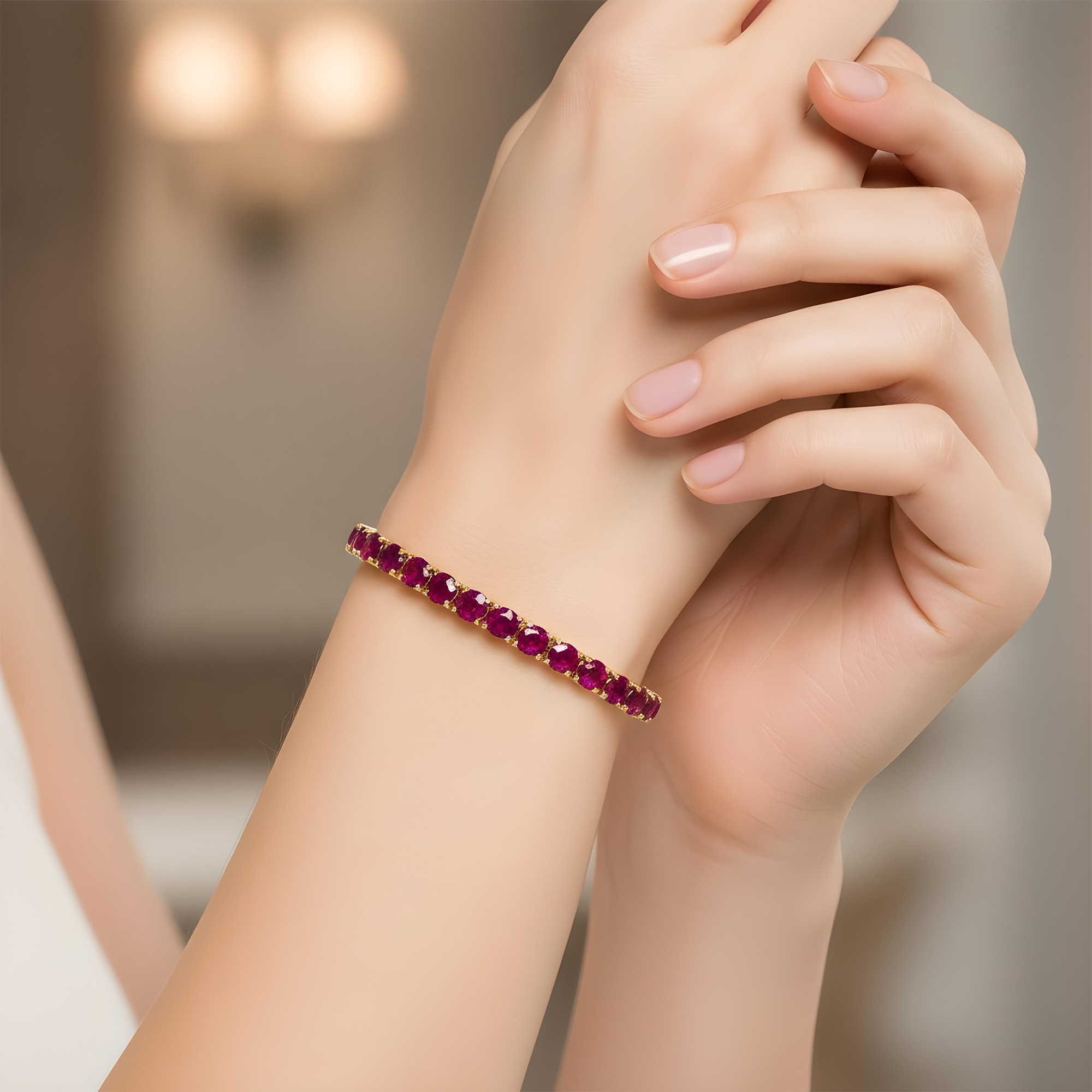 14K White Gold Round Ruby Tennis Bracelet 22.35ct