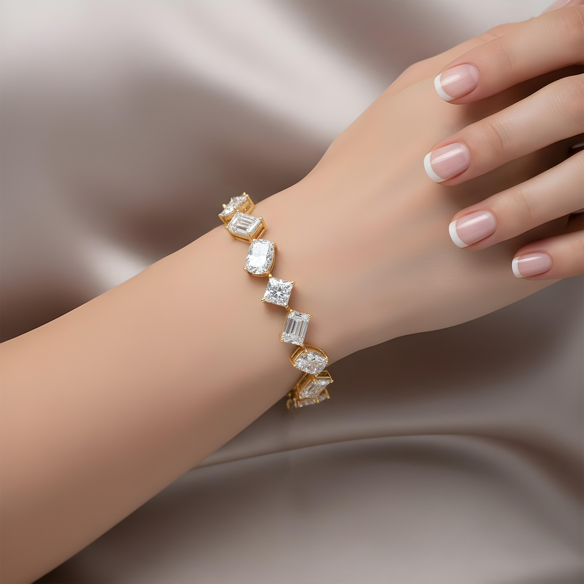 Platinum Multi Cut Diamond Satellite Bracelet 52.89ct