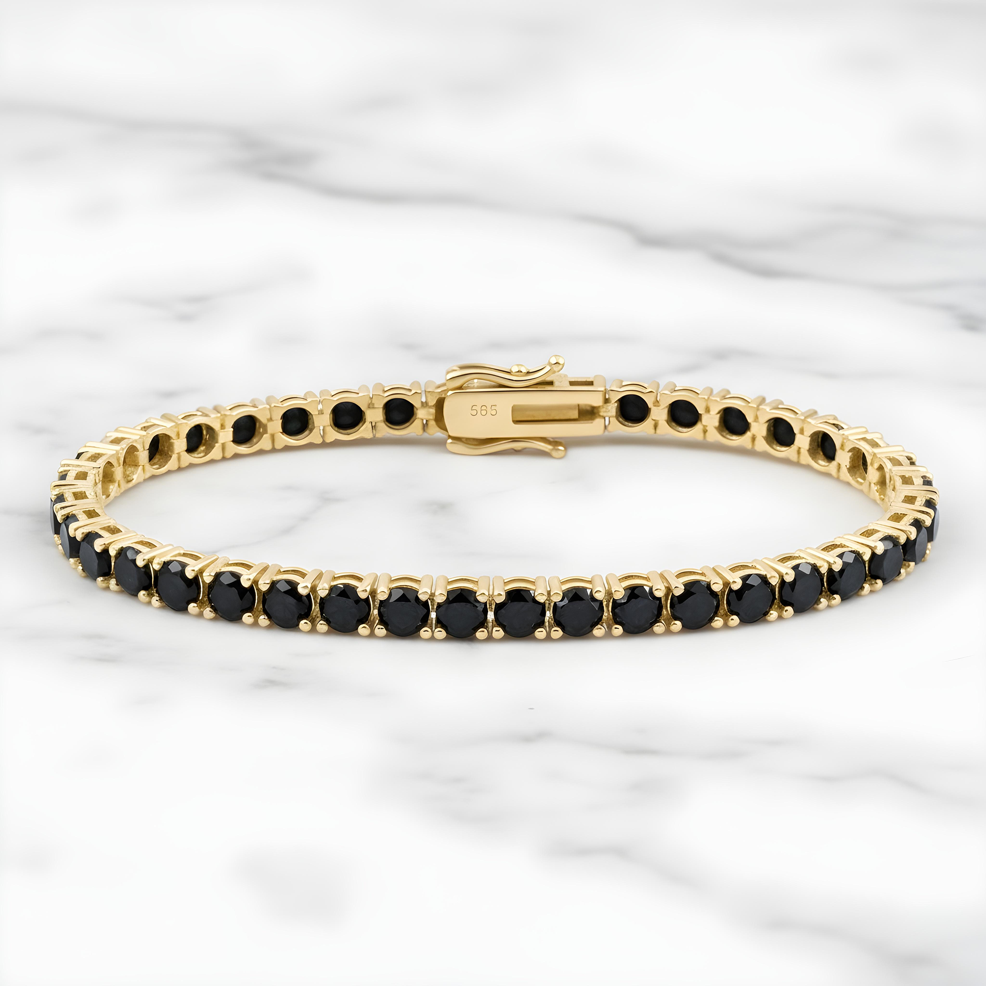 14K Black Gold Black Round Diamond Tennis Bracelet 12.56ct