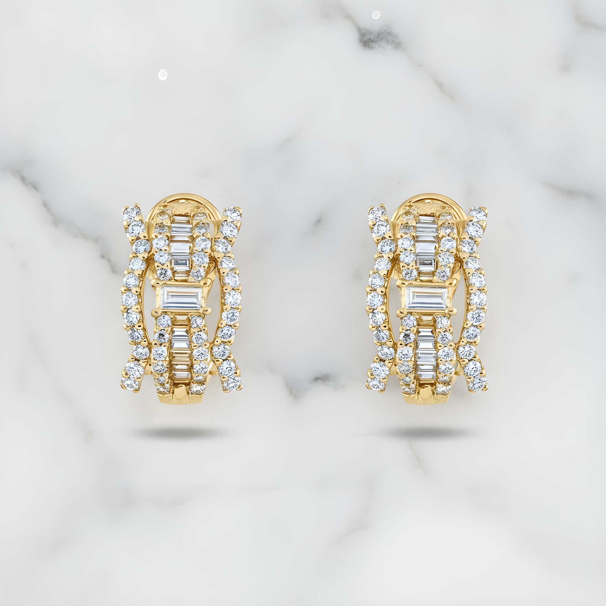 18K White Gold Round & Emerald Cut Diamond Stud Earrings 1.80ctw