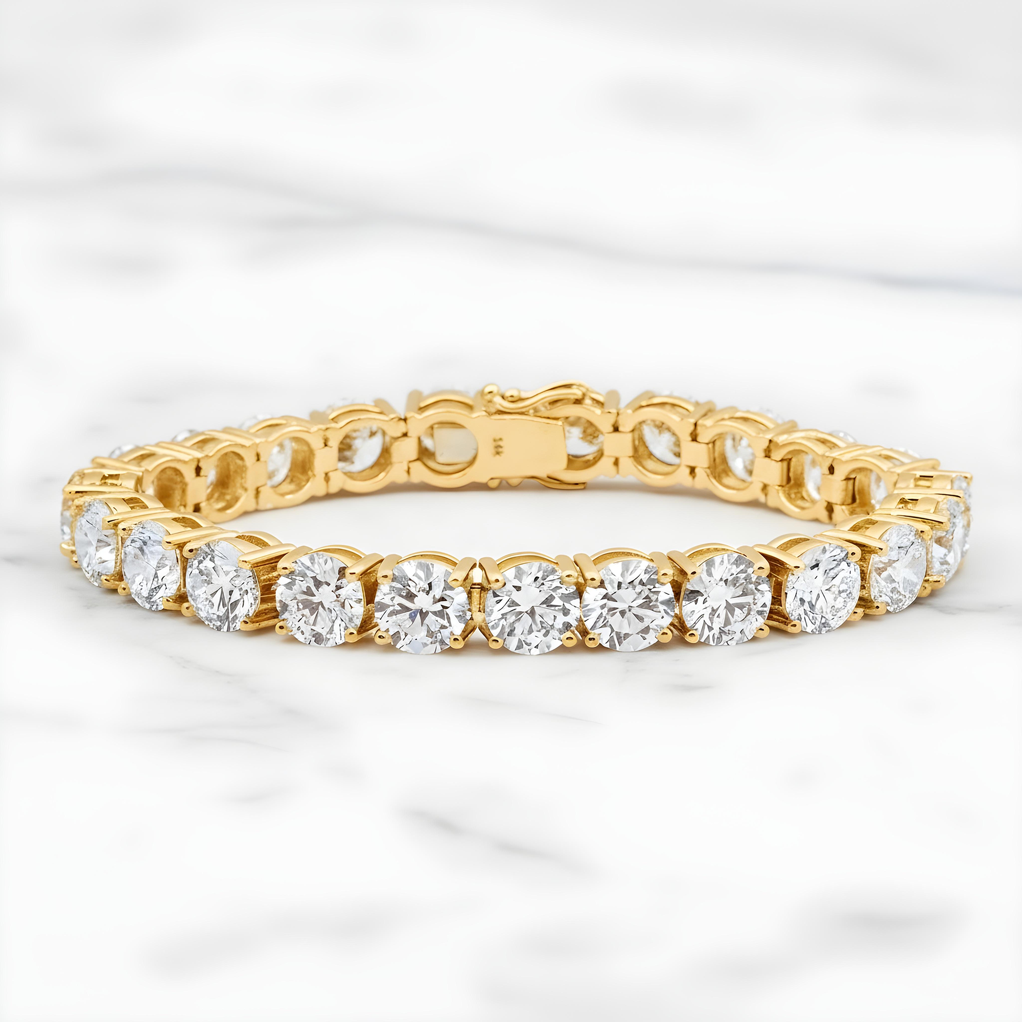 14K White Gold Round Diamond Tennis Bracelet 46.11ct