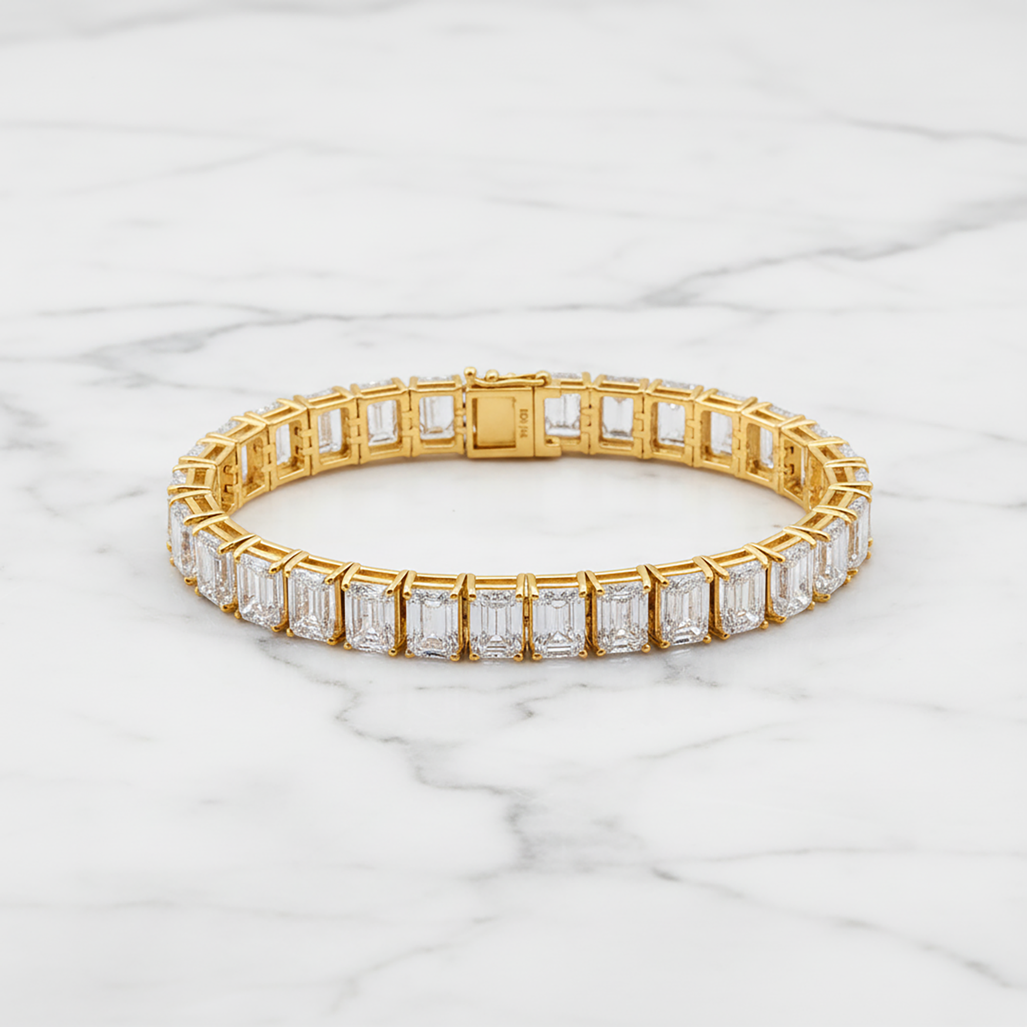 14K White Gold Emerald Cut Diamond Tennis Bracelet 41.75ct