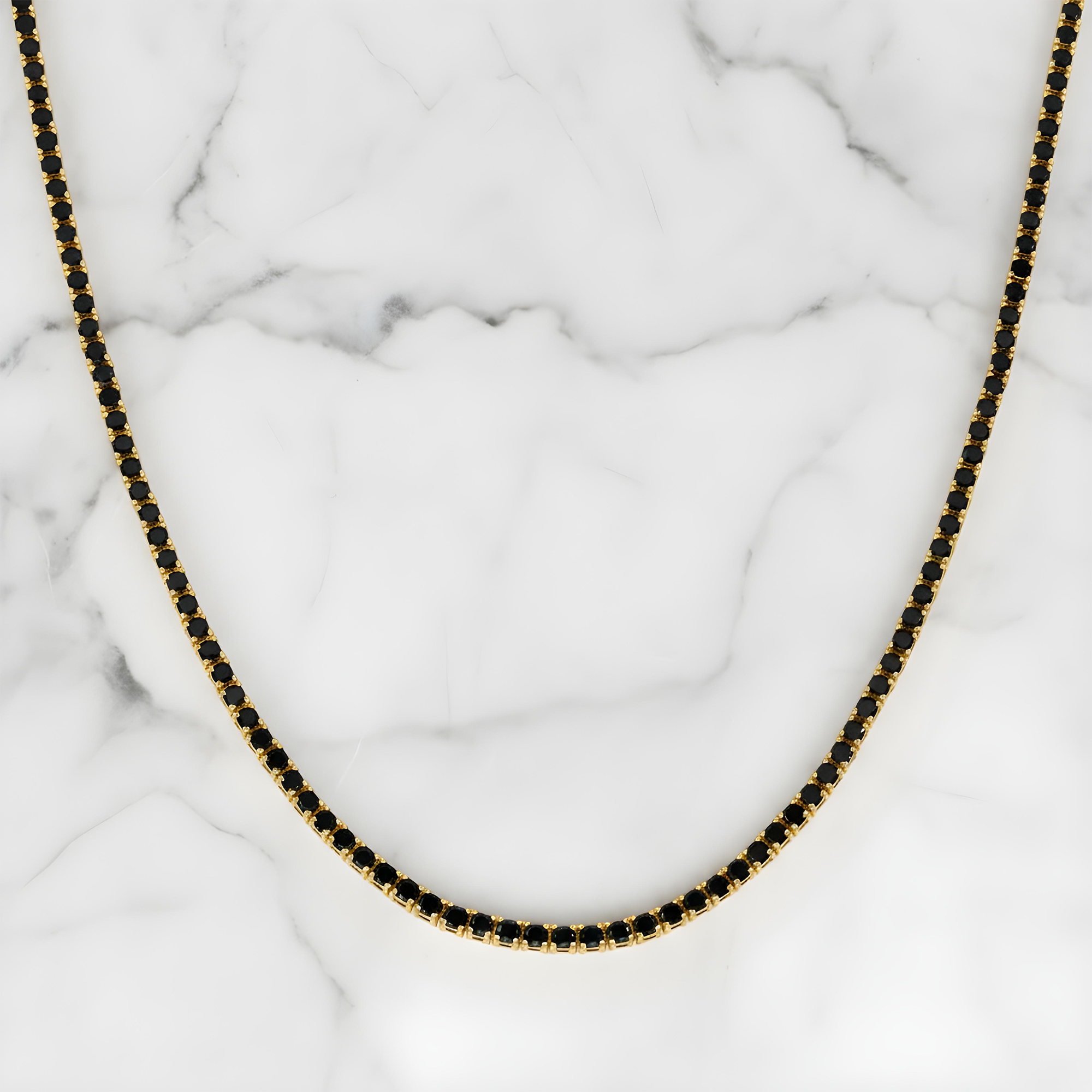14K Black Gold Black Round Diamond Tennis Chain 9.65ct