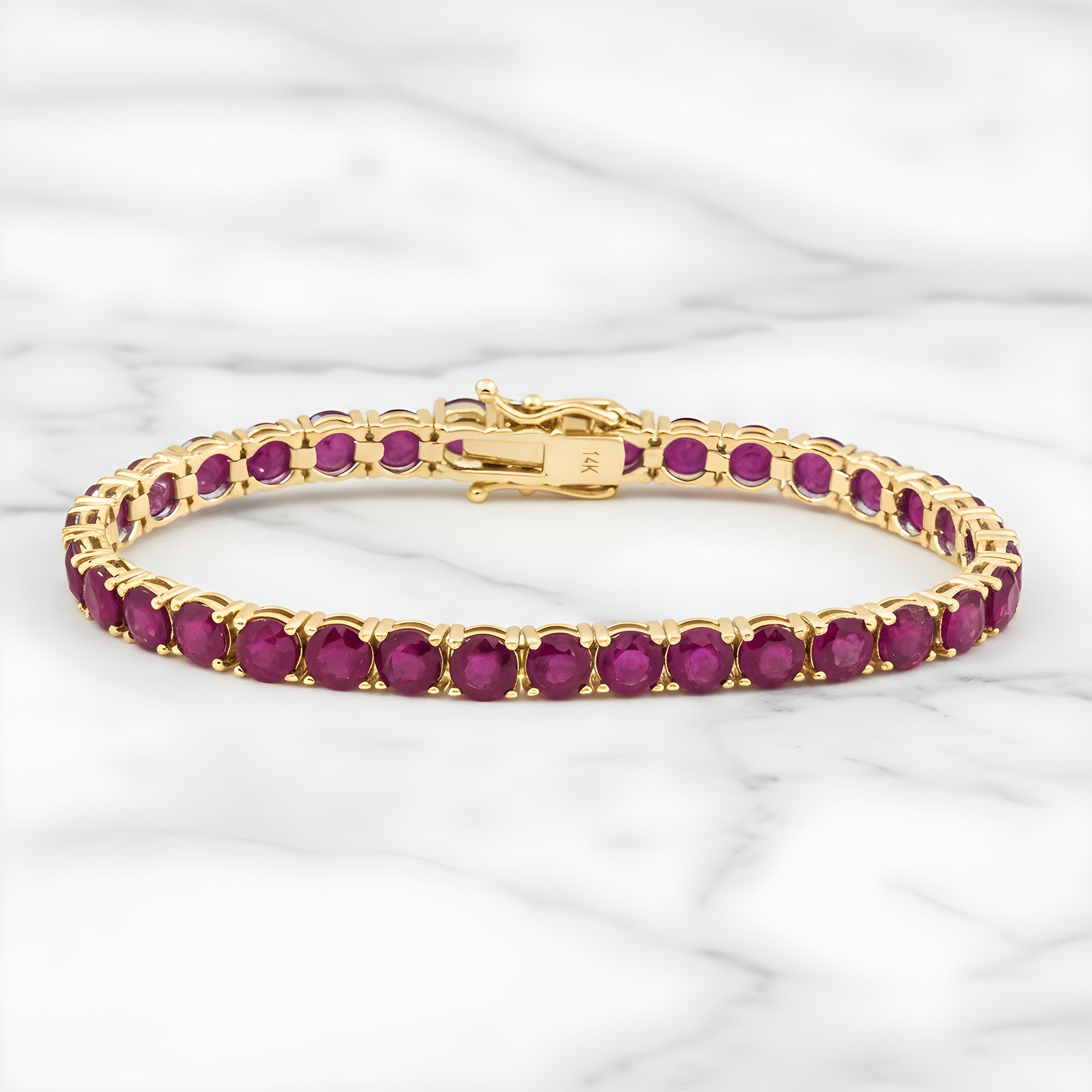 14K White Gold Round Ruby Tennis Bracelet 22.35ct