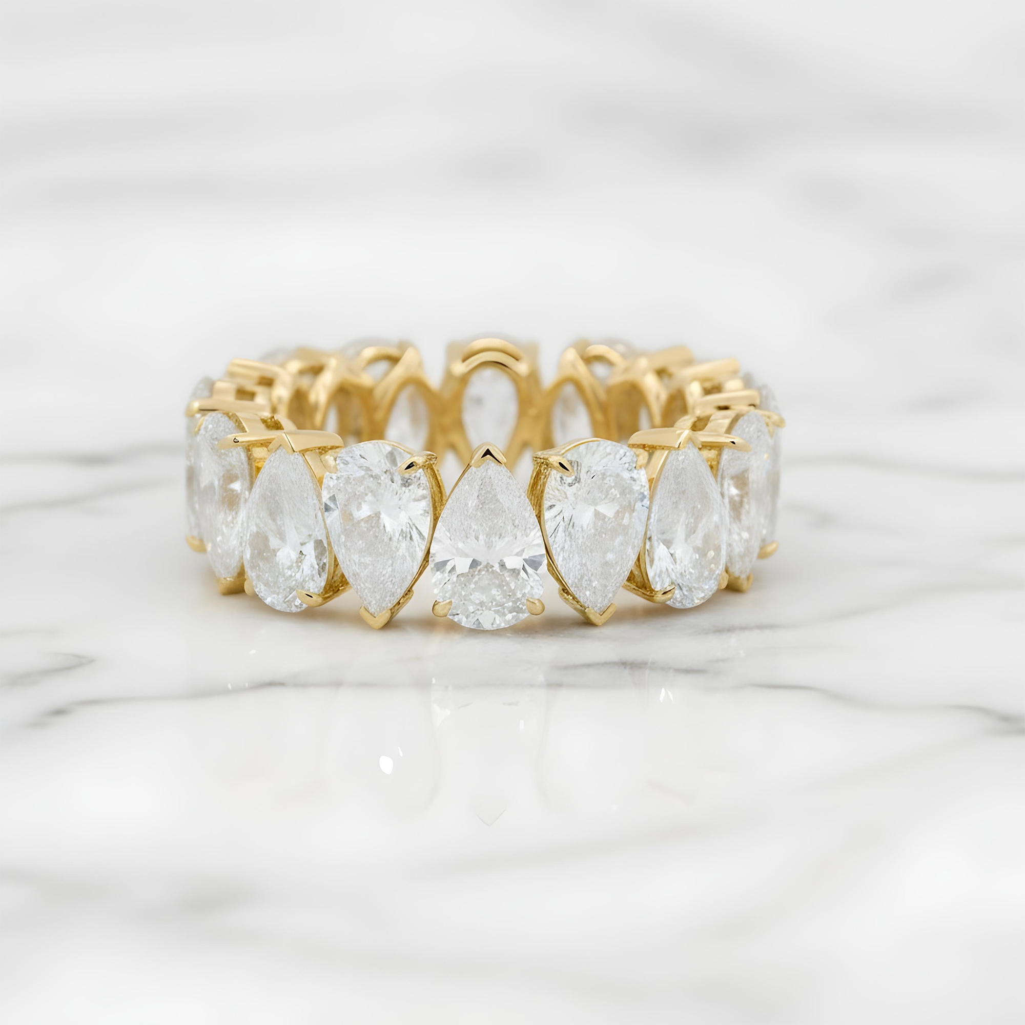 14K White Gold Pear Cut Diamond Eternity Ring 9.52ct (size 8.5)