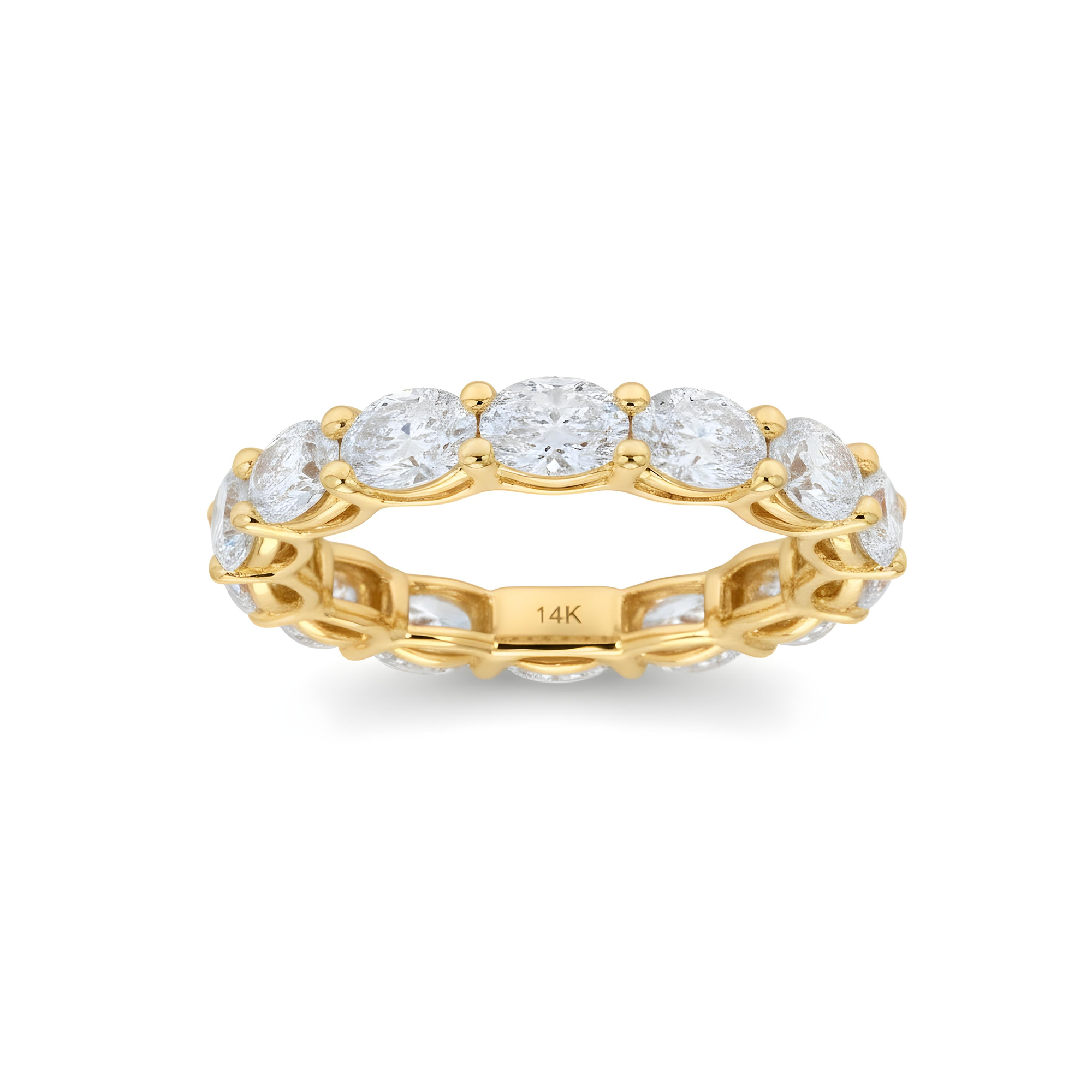 18K White Gold Horizontal Oval Cut Eternity Ring 3.52ct (size 6-8)