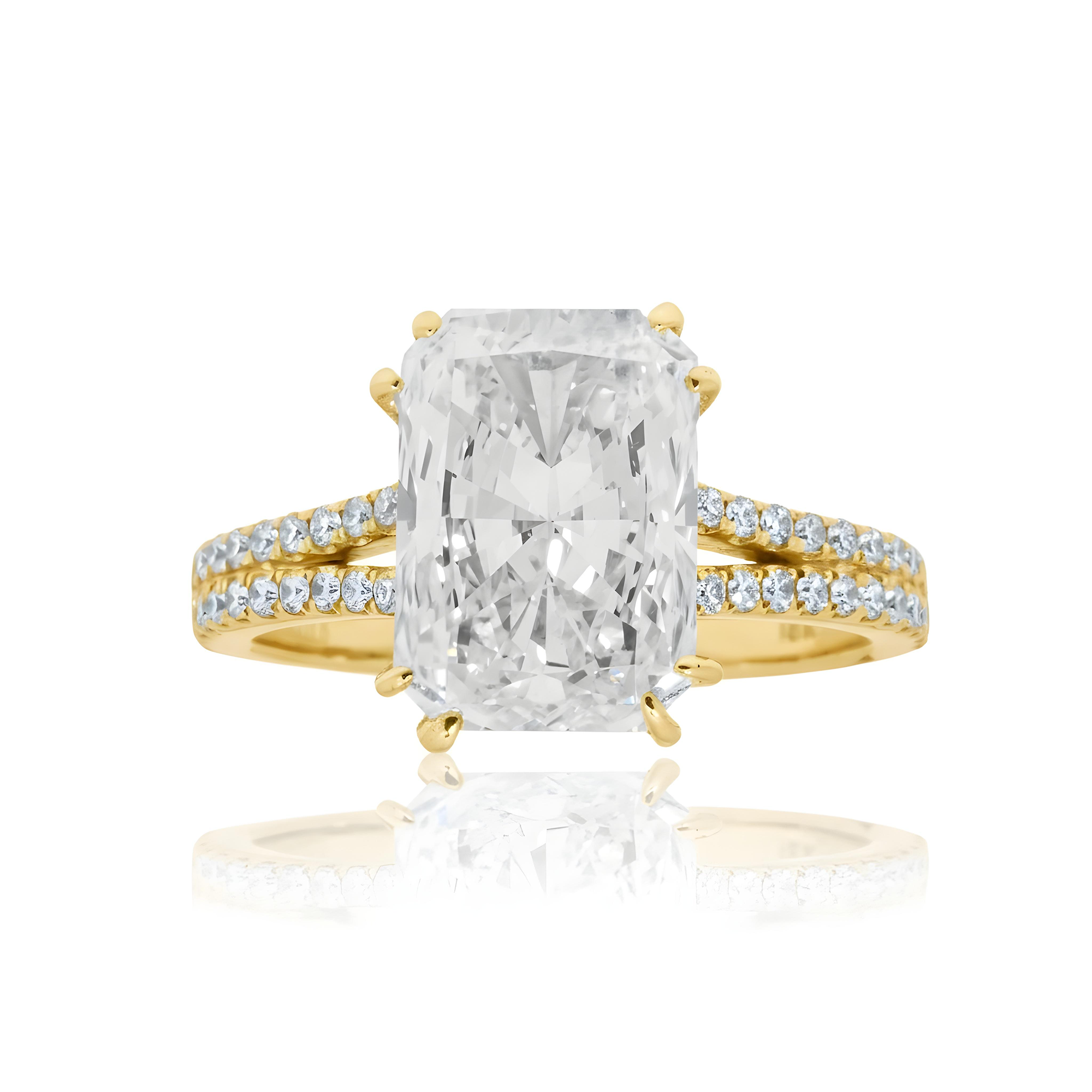 18K White Gold 4.41ct Elongated Cushion Cut Diamond Engagement Ring