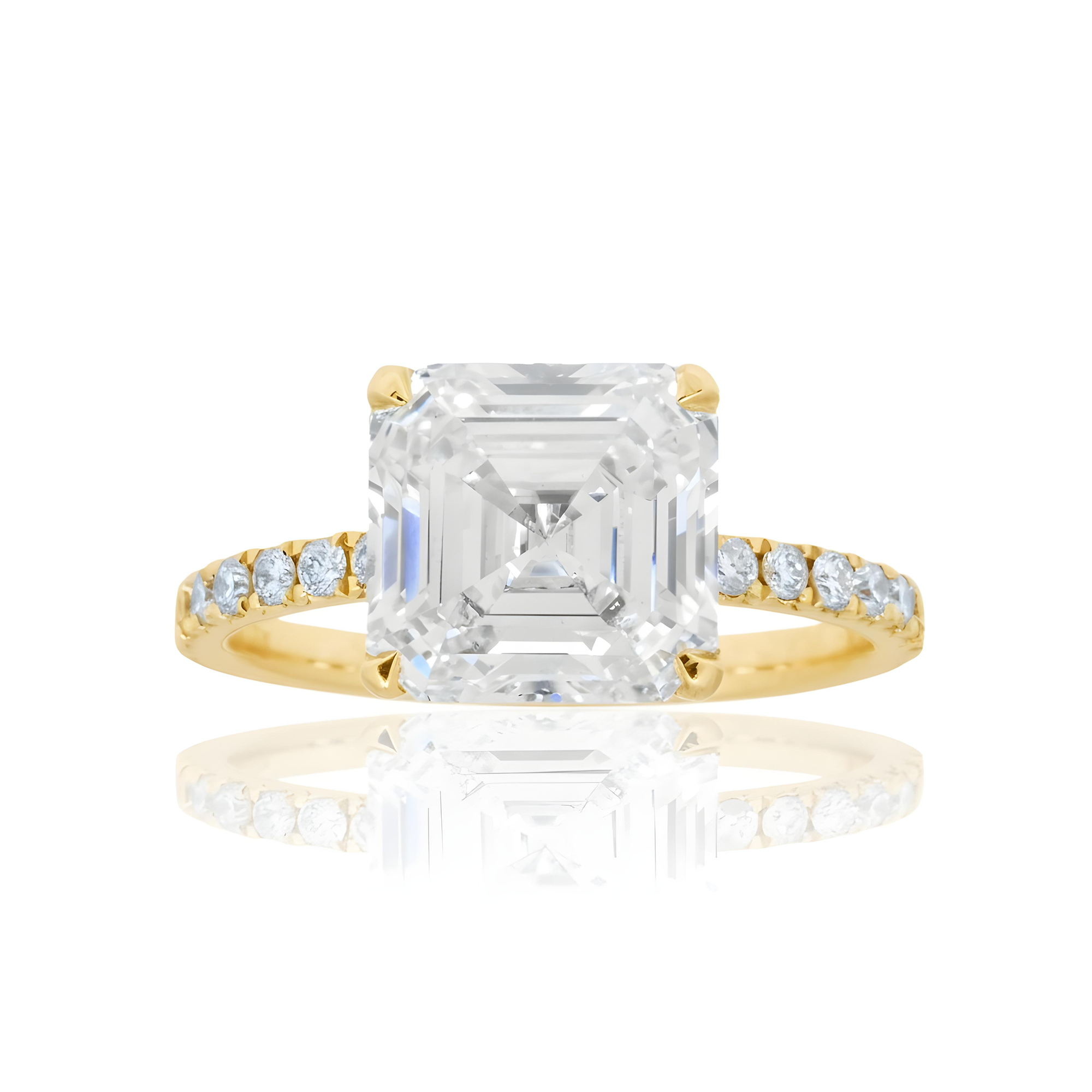 Platinum 4.05ct Asscher Cut Diamond Engagement Ring 4.42ctw