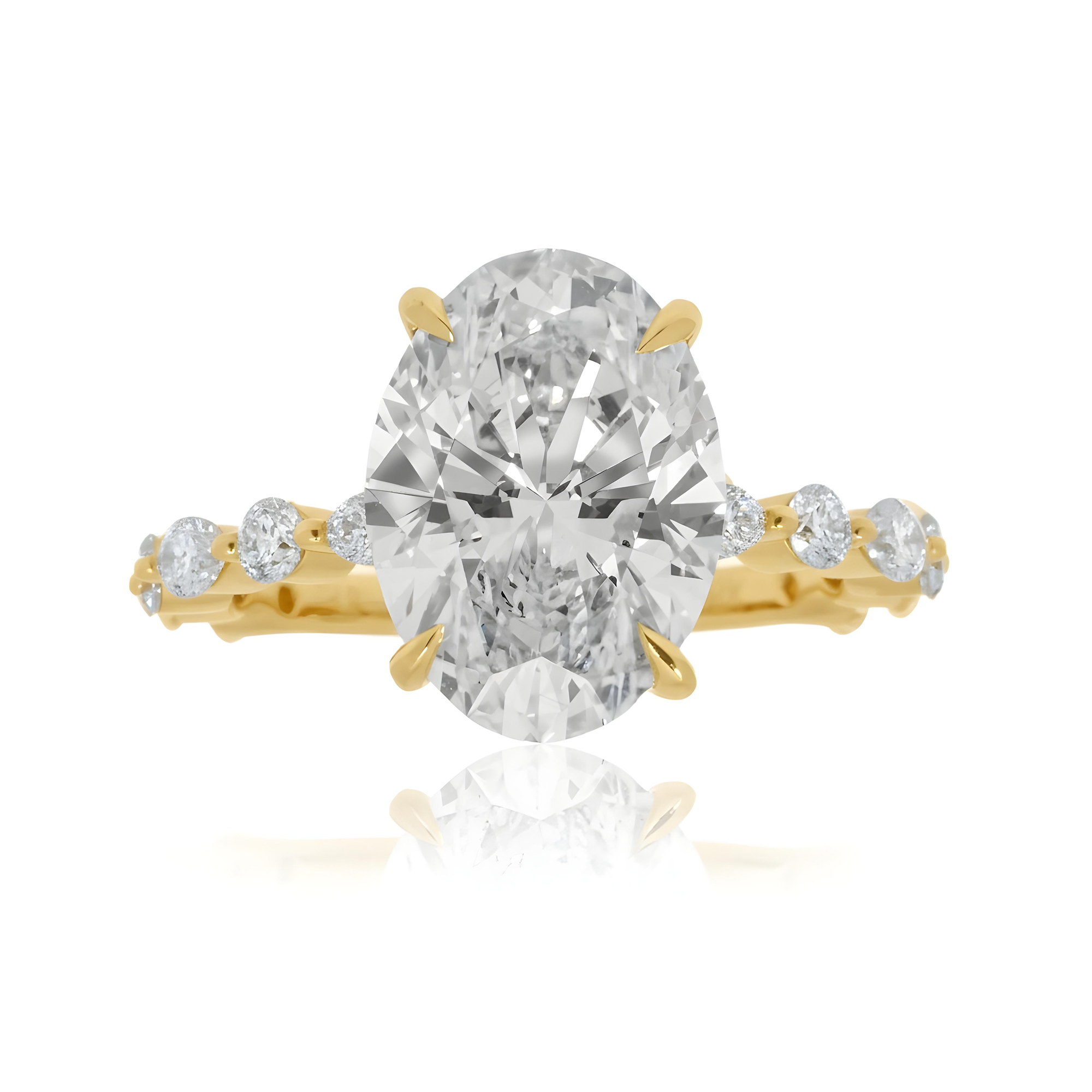 GIA 18K White Gold 4ct Oval Cut Diamond Engagement Ring 5ctw