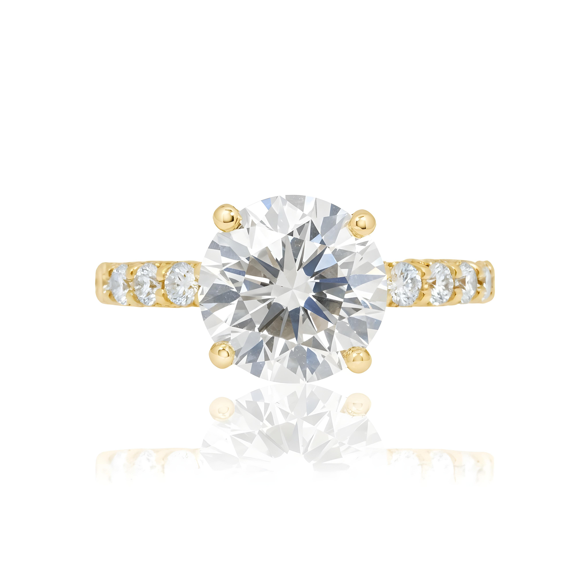 18K White Gold 5ct Round Diamond Engagement Ring 7.02ctw
