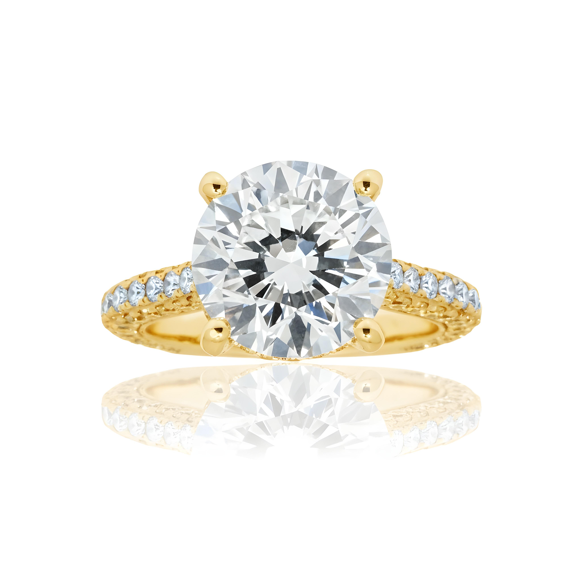 18K White Gold 5.22ct Round Cut Diamond Engagement Ring 7.0ctw