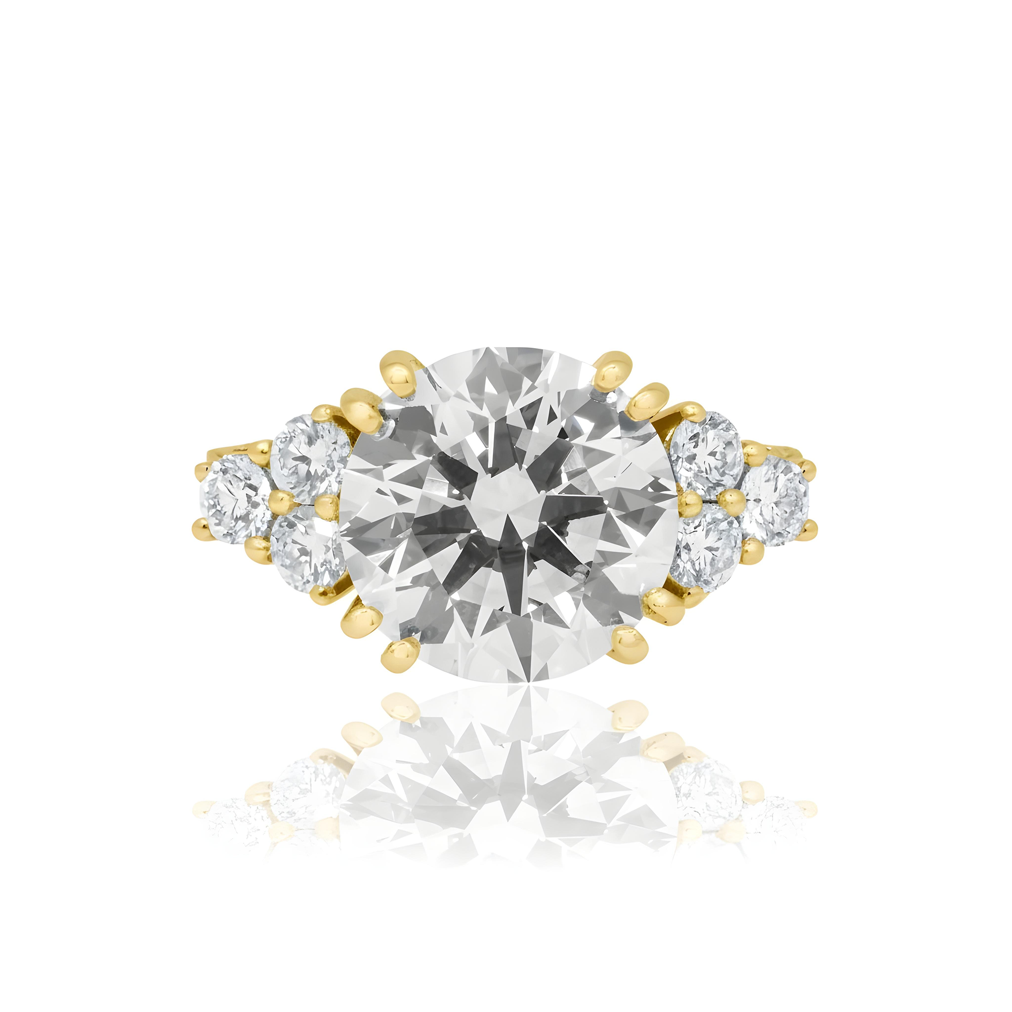 GIA 18K White Gold 5.62ct Round Cut Triple Diamond Engagement Ring 7.47ctw