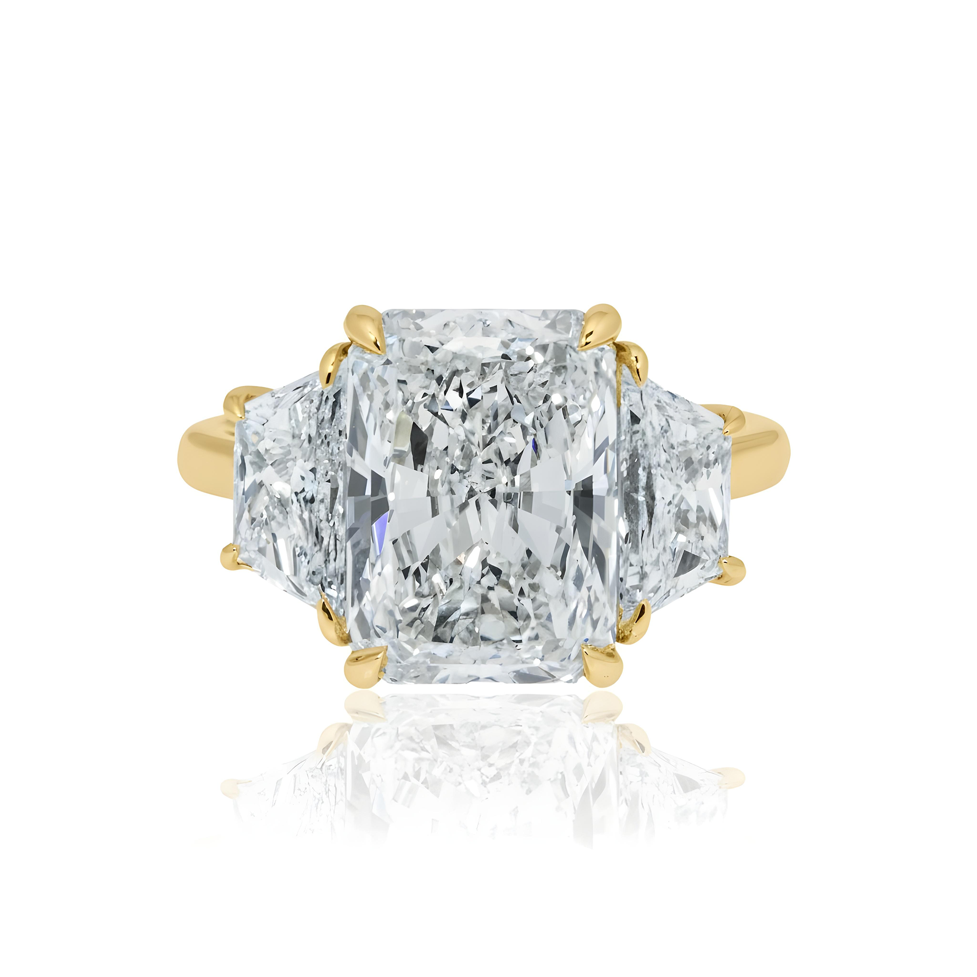 GIA Platinum 5.02ct Radiant Cut Triple Diamond Engagement Ring 6.77ctw