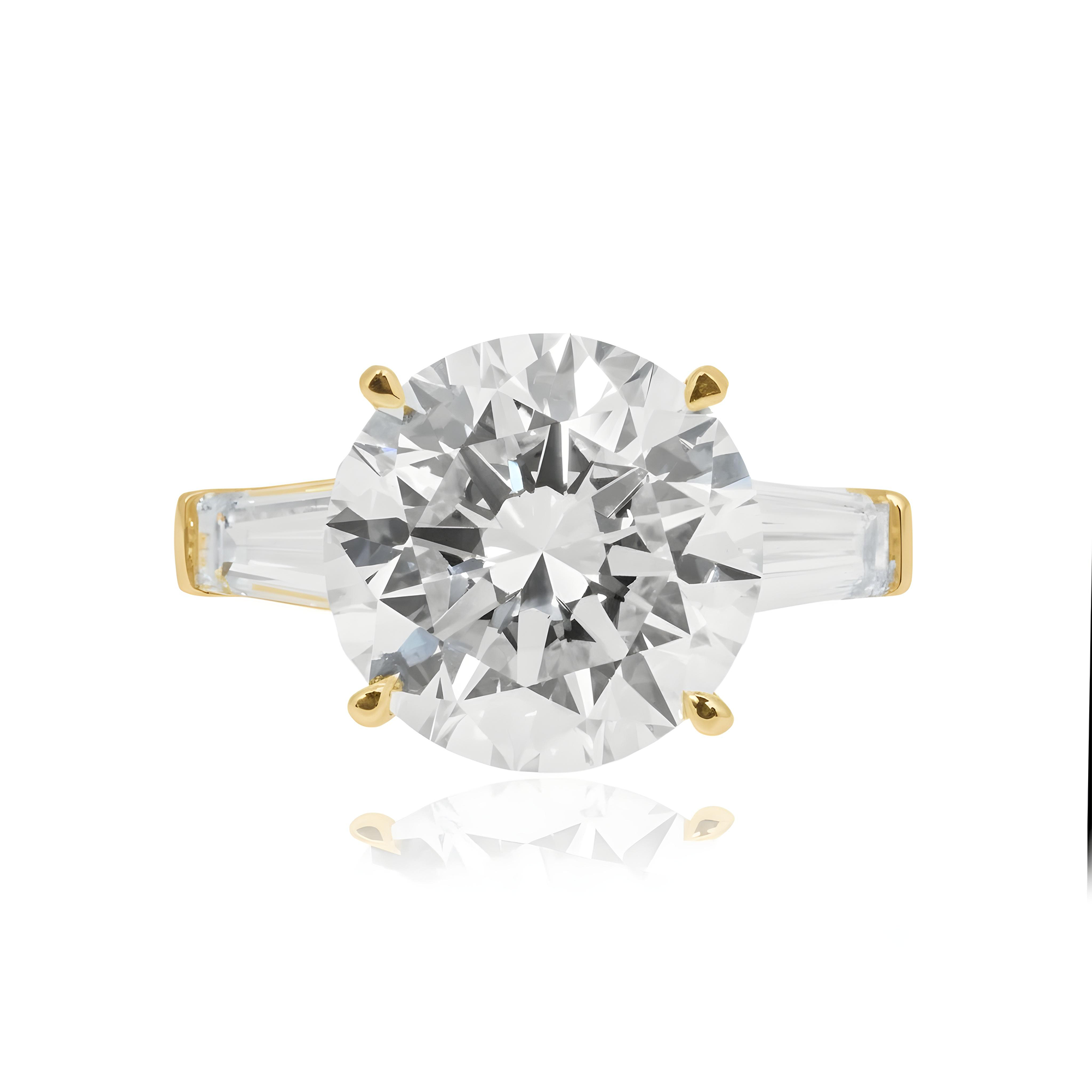 18K White Gold 7ct Round Cut Triple Diamond Engagement Ring 8.51ctw