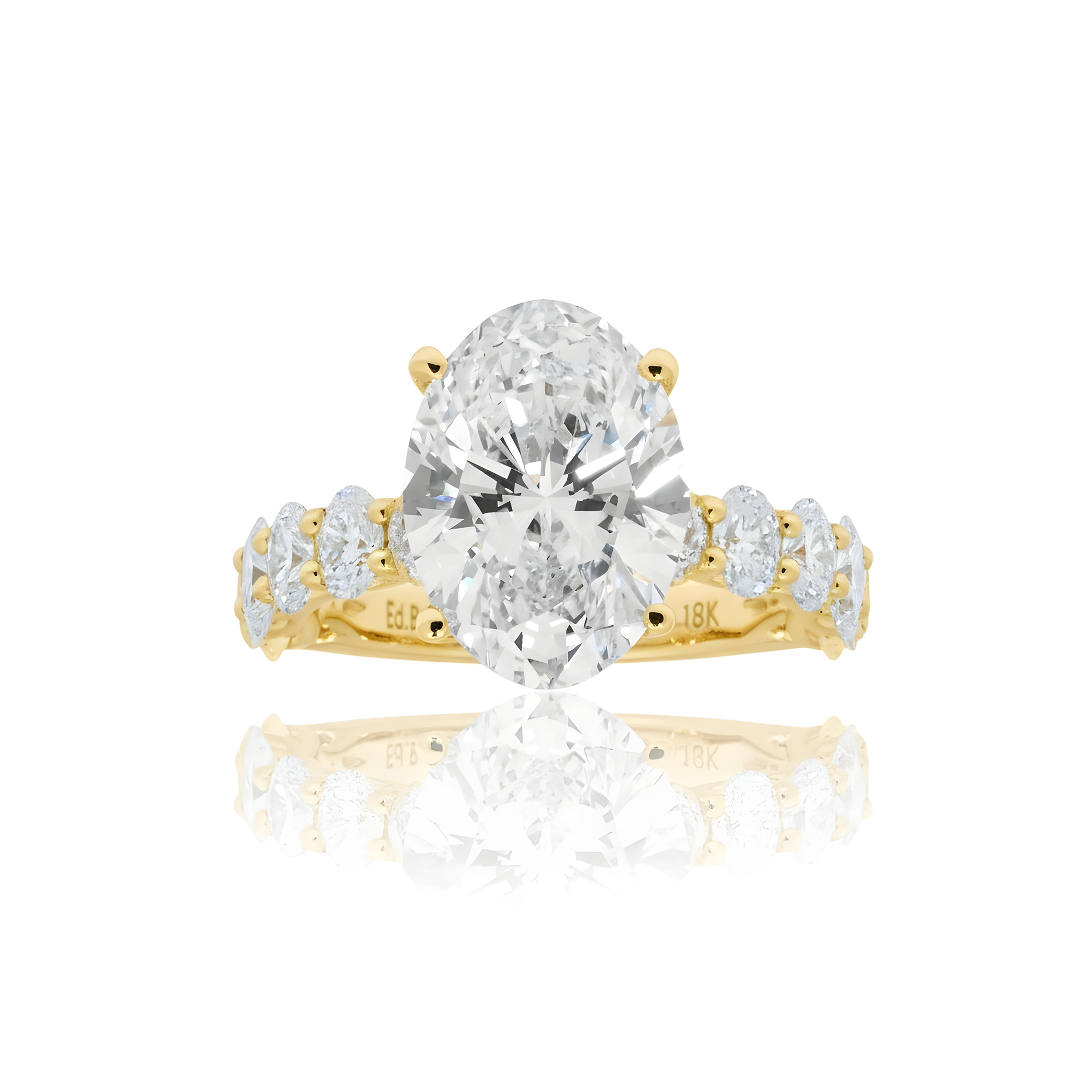 18K White Gold 4.73ct Oval Cut Engagement Ring 7.38ctw