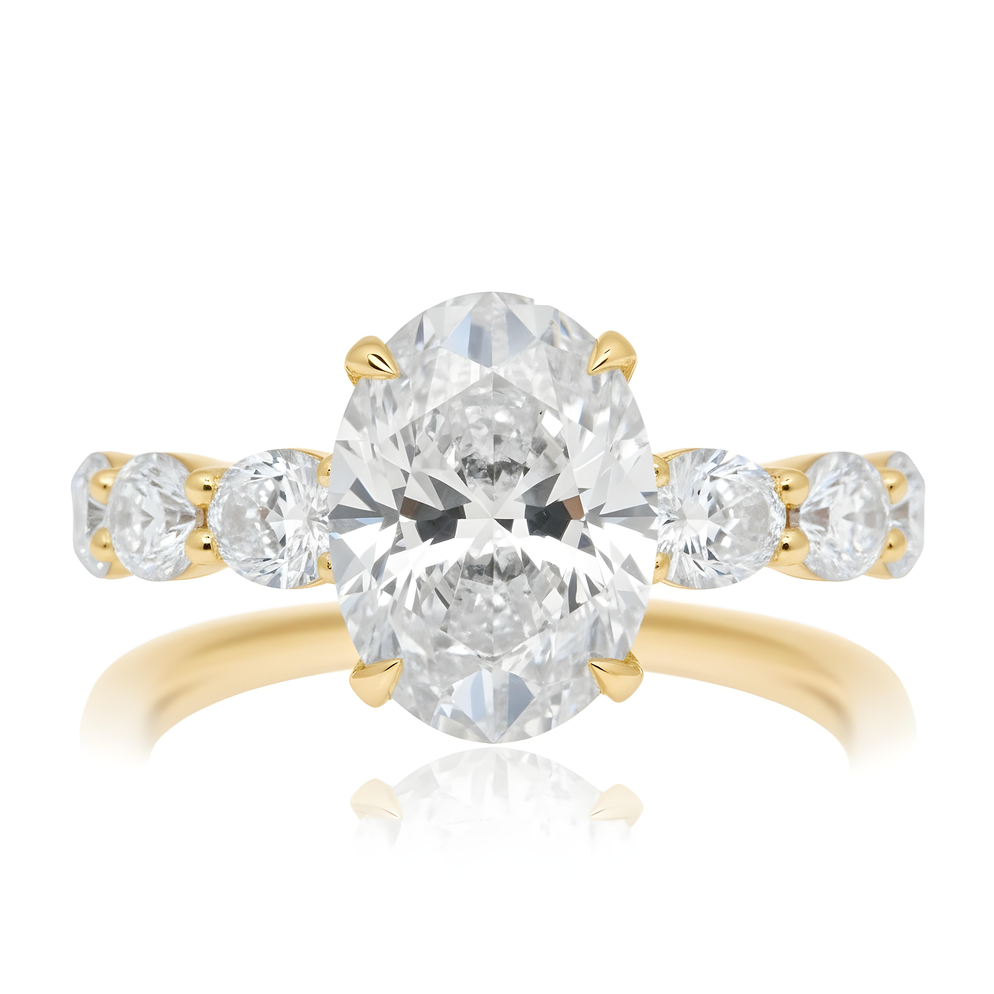 18K White Gold 4.51ct Oval Cut Diamond Engagement Ring 7.86ctw