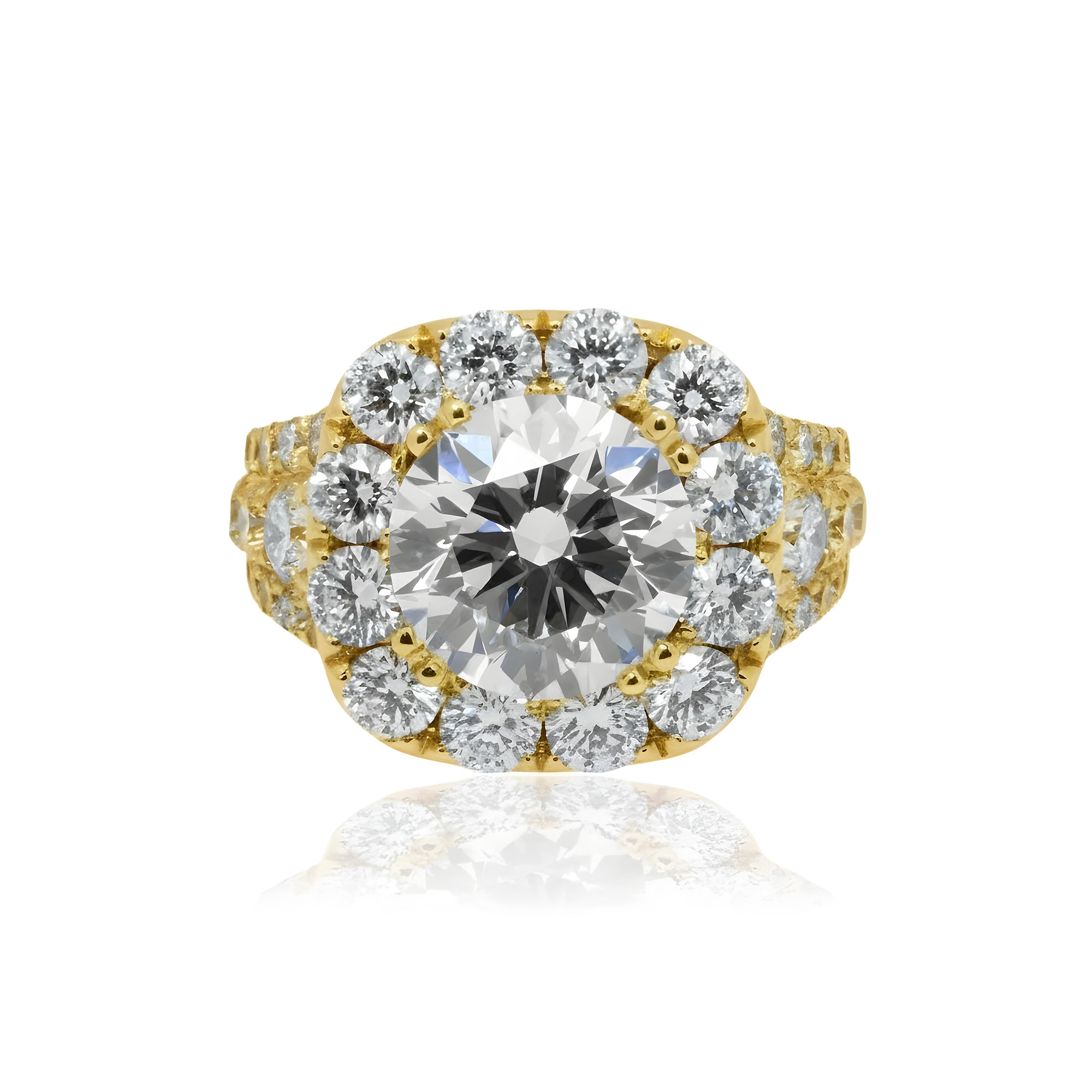 18K White Gold 3.92ct Round Cut Diamond Engagement Ring 7.22ctw