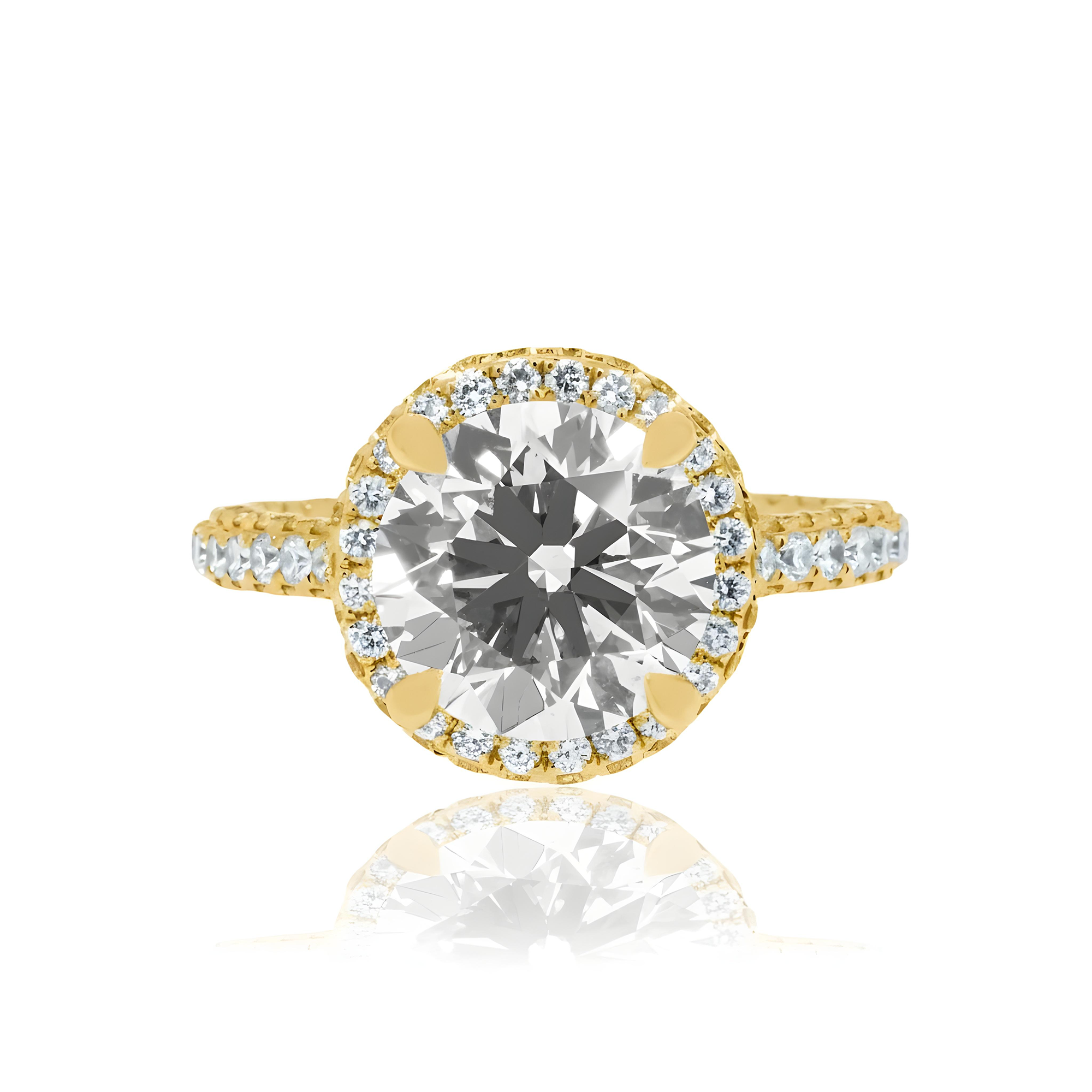 18K White Gold 3.50ct Round Diamond Engagement Ring 4.98ctw