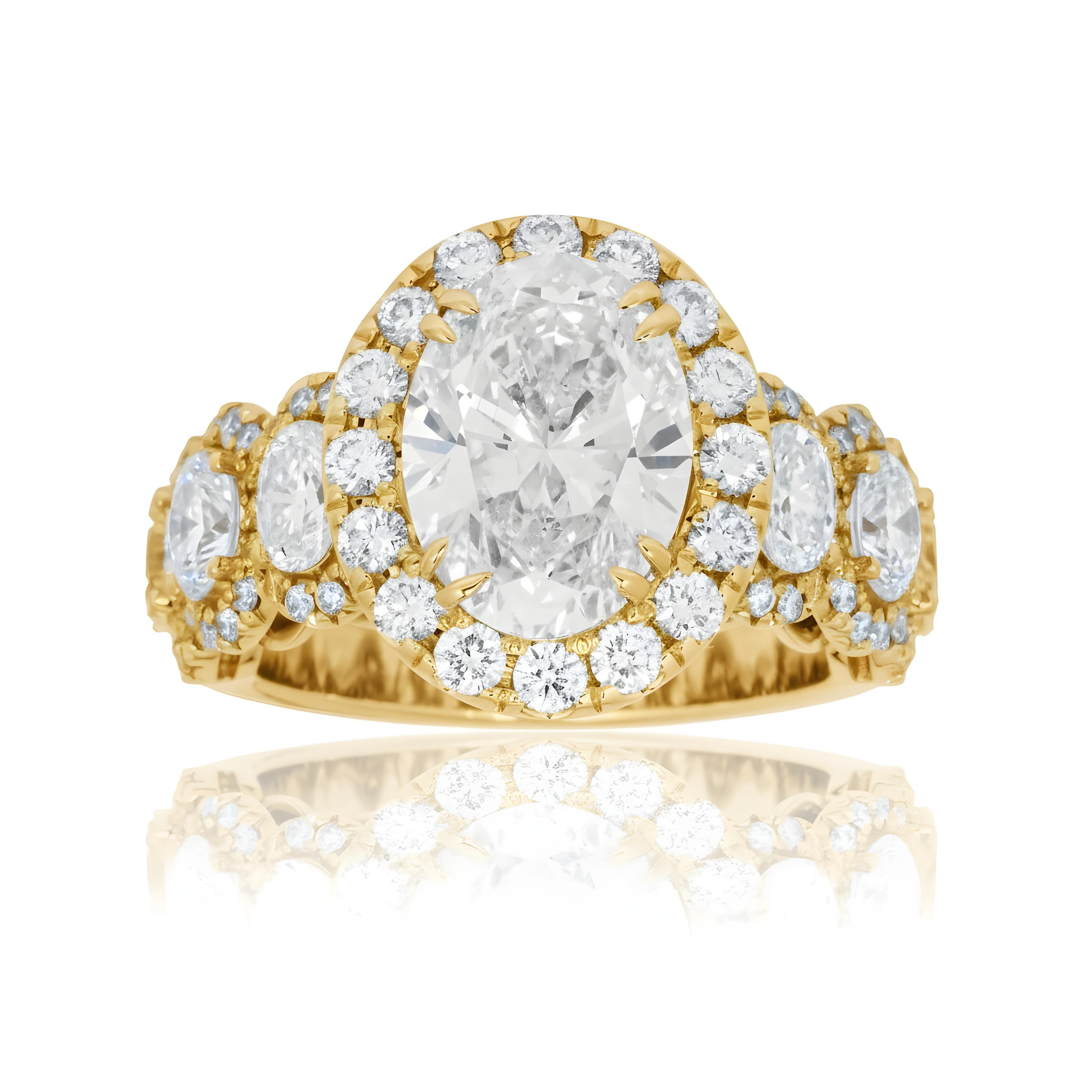 18K White Gold 3.02ct Oval Cut Diamond Engagement Ring 5.77ctw