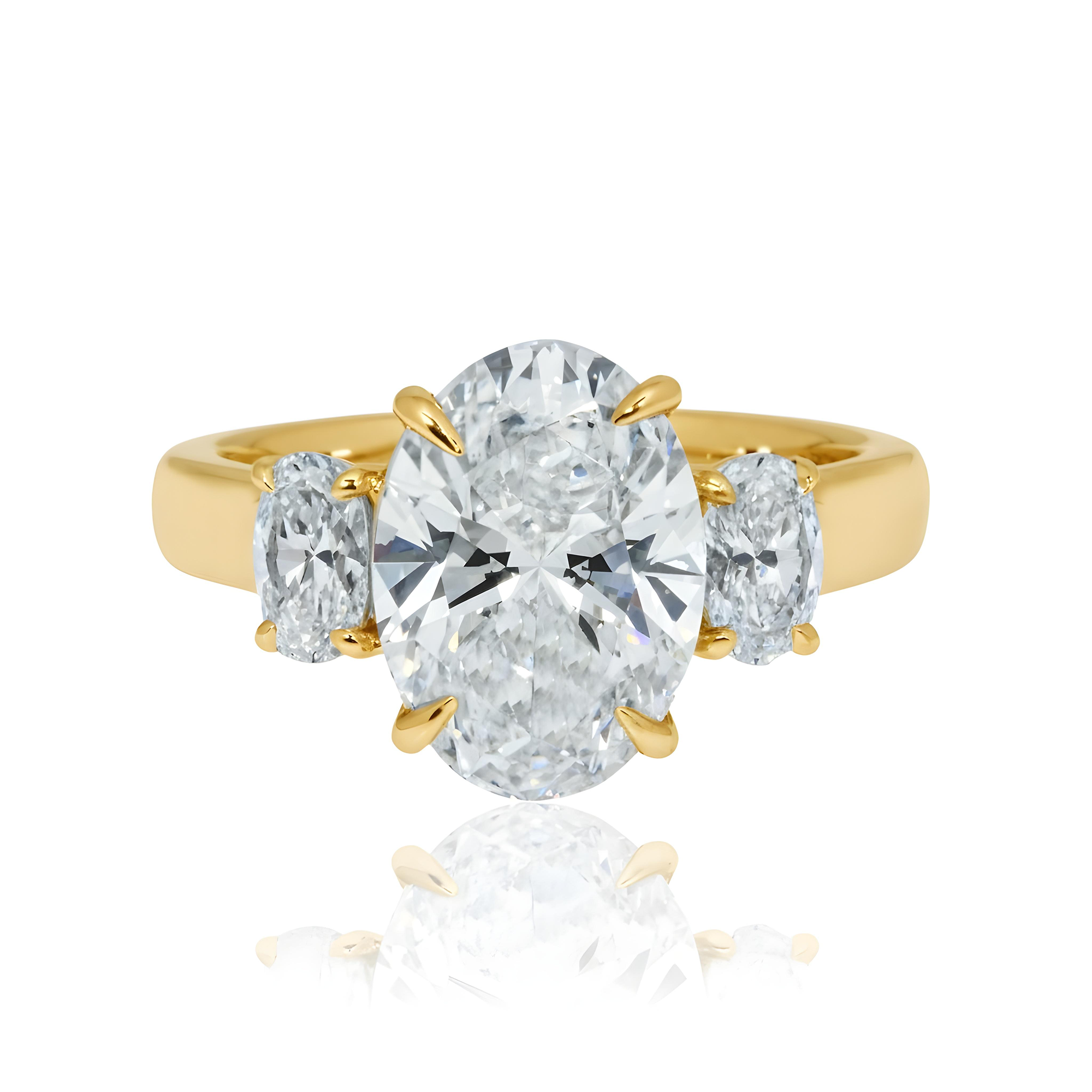Platinum 3.33ct Triple Oval Cut Diamond Engagement Ring 4.03ctw