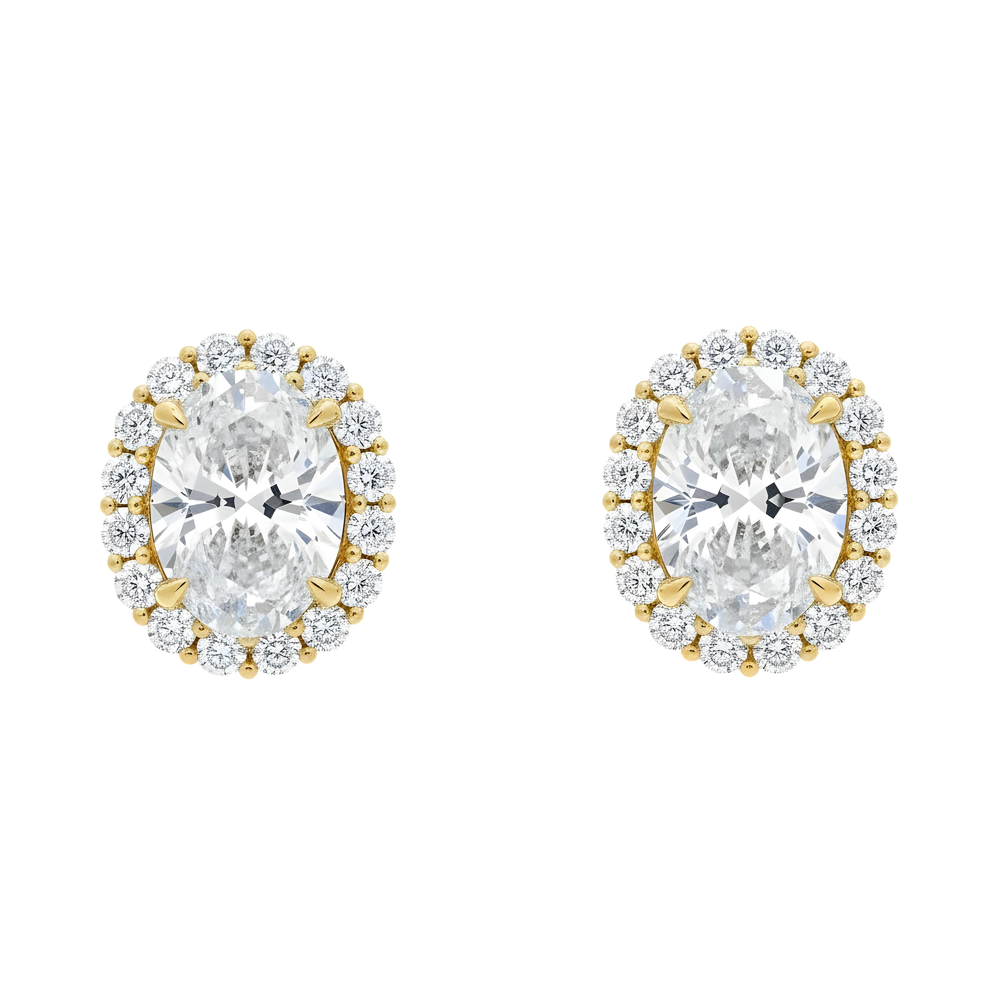 IGI 18K White Gold Oval & Round Diamond Stud Earrings 8.51ctw