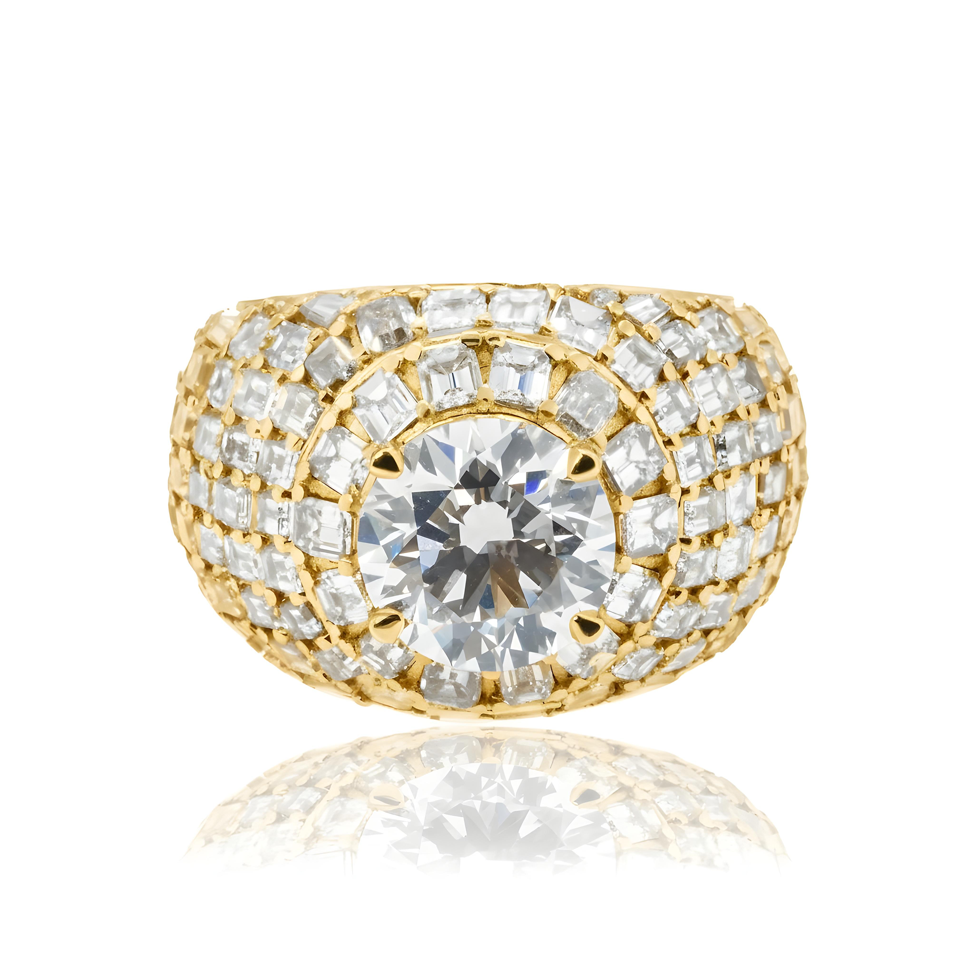 14K White Gold 4.01ct Round & Baguette Diamond Chandelier Ring 16.26ctw