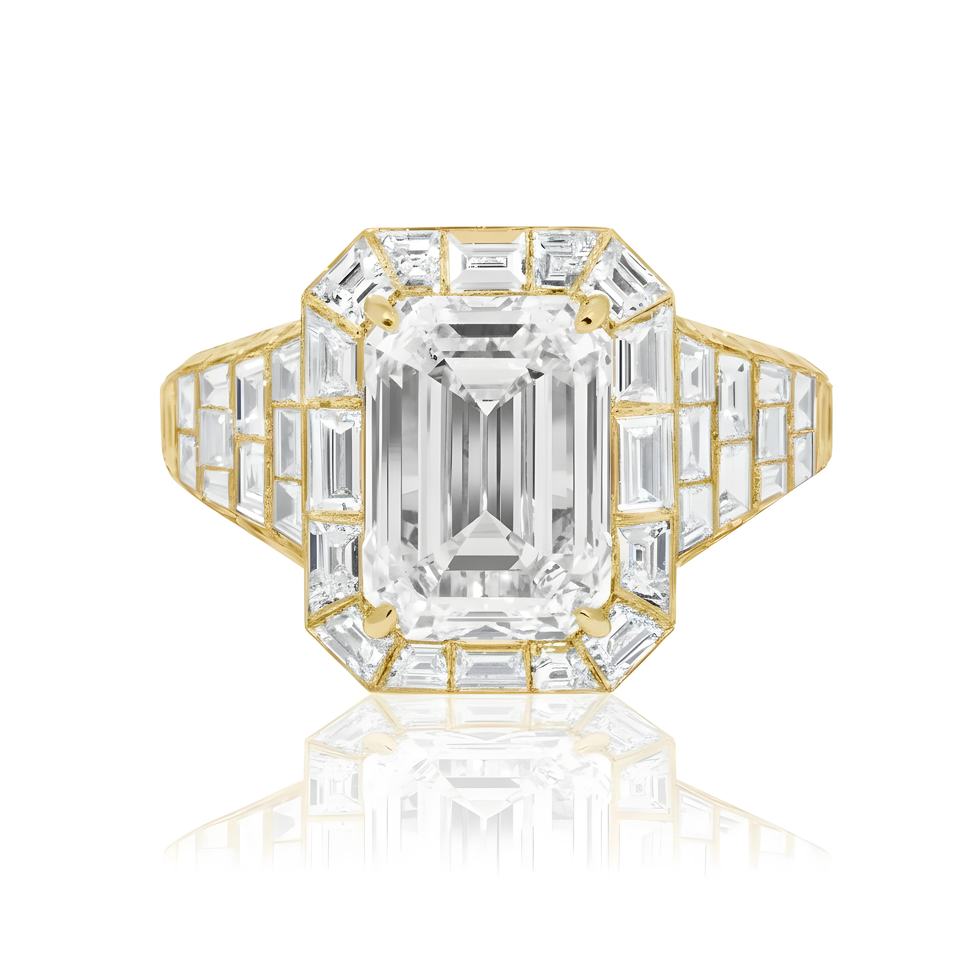 GIA 18K White Gold 5ct Emerald Chandelier Diamond Engagement Ring 17.88ctw
