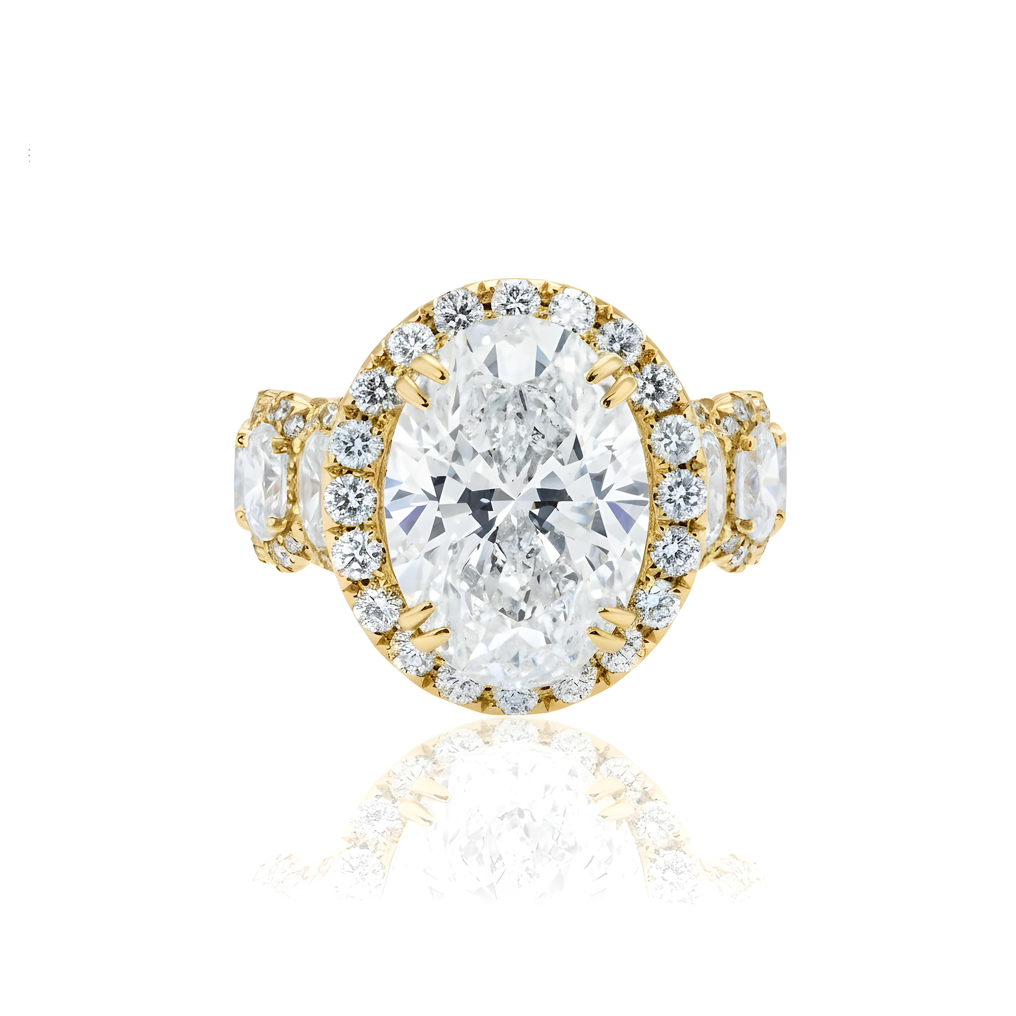 GIA 18K White Gold 7.03ct Oval Cut Diamond Engagement Ring 10.18ctw