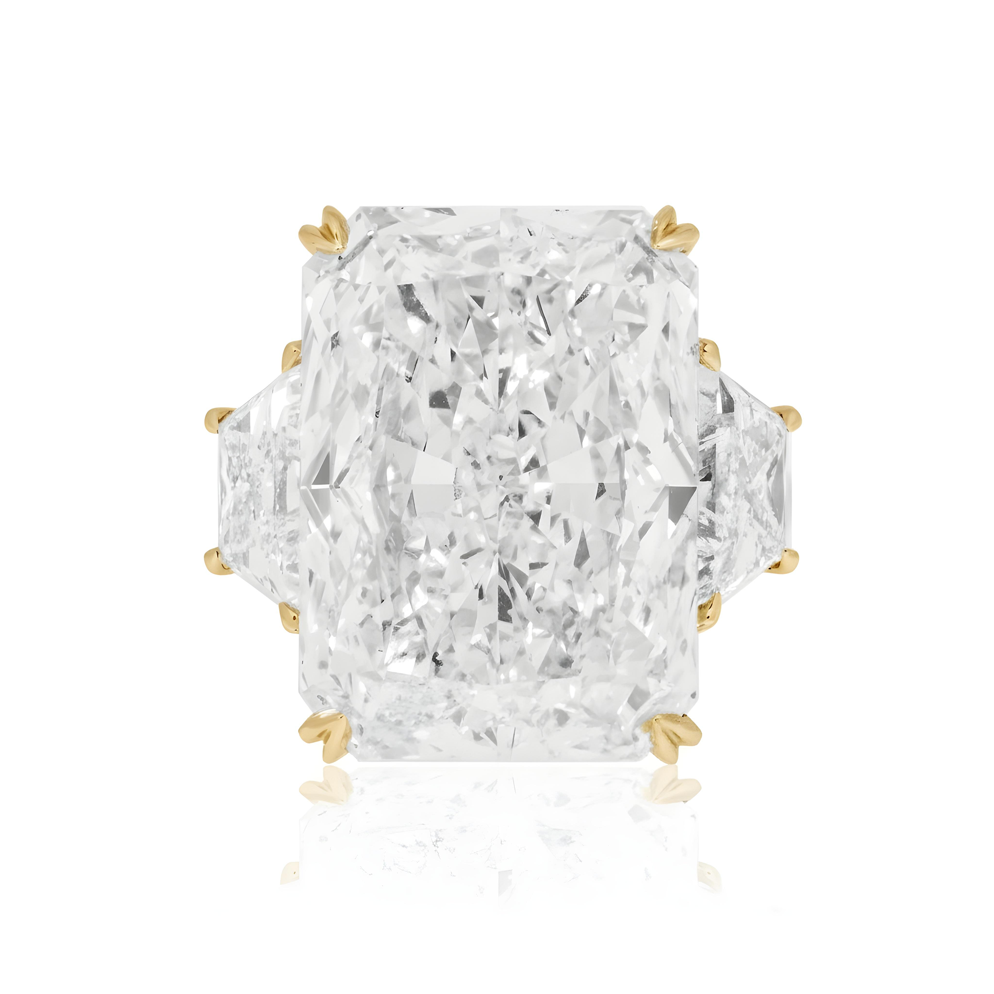 GIA 18K White Gold 20.01ct Radiant Cut Triple Diamond Engagement Ring 22.35ctw