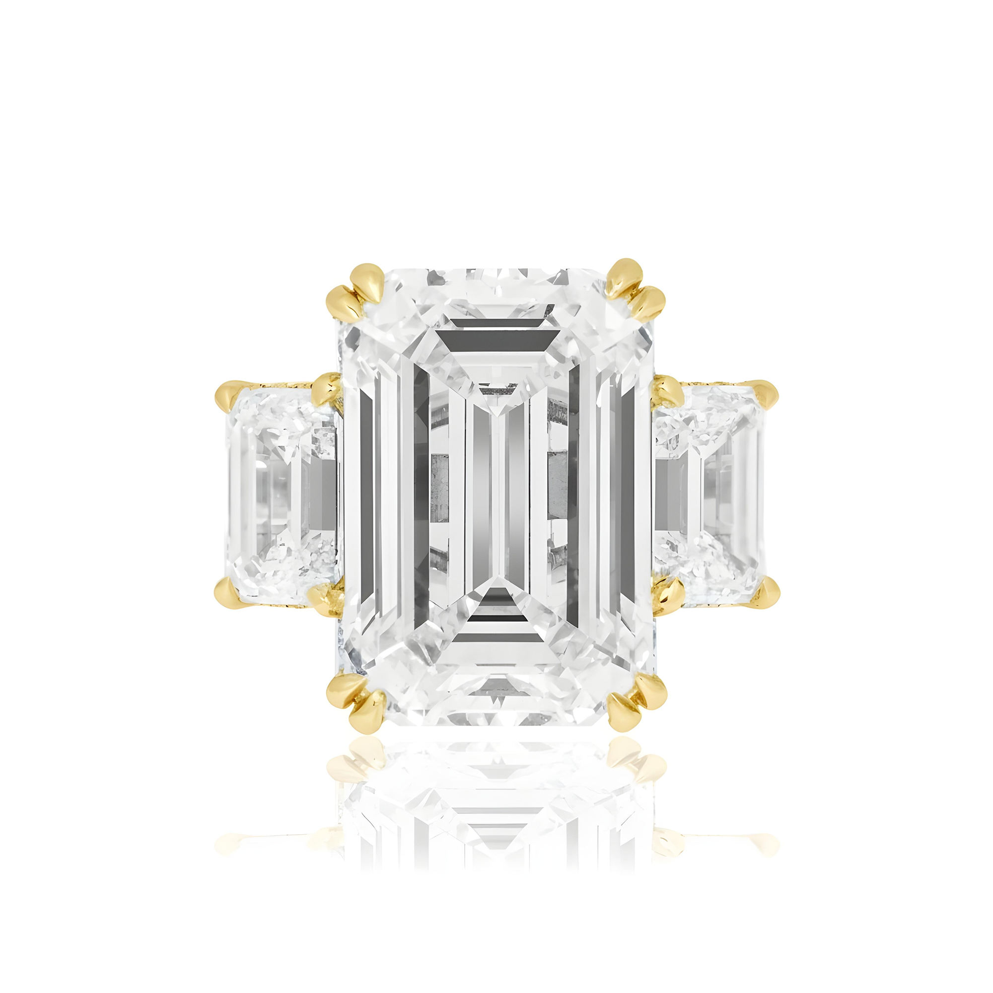 GIA Platinum 18ct Triple Emerald Cut Diamond Engagement Ring 24.42ctw