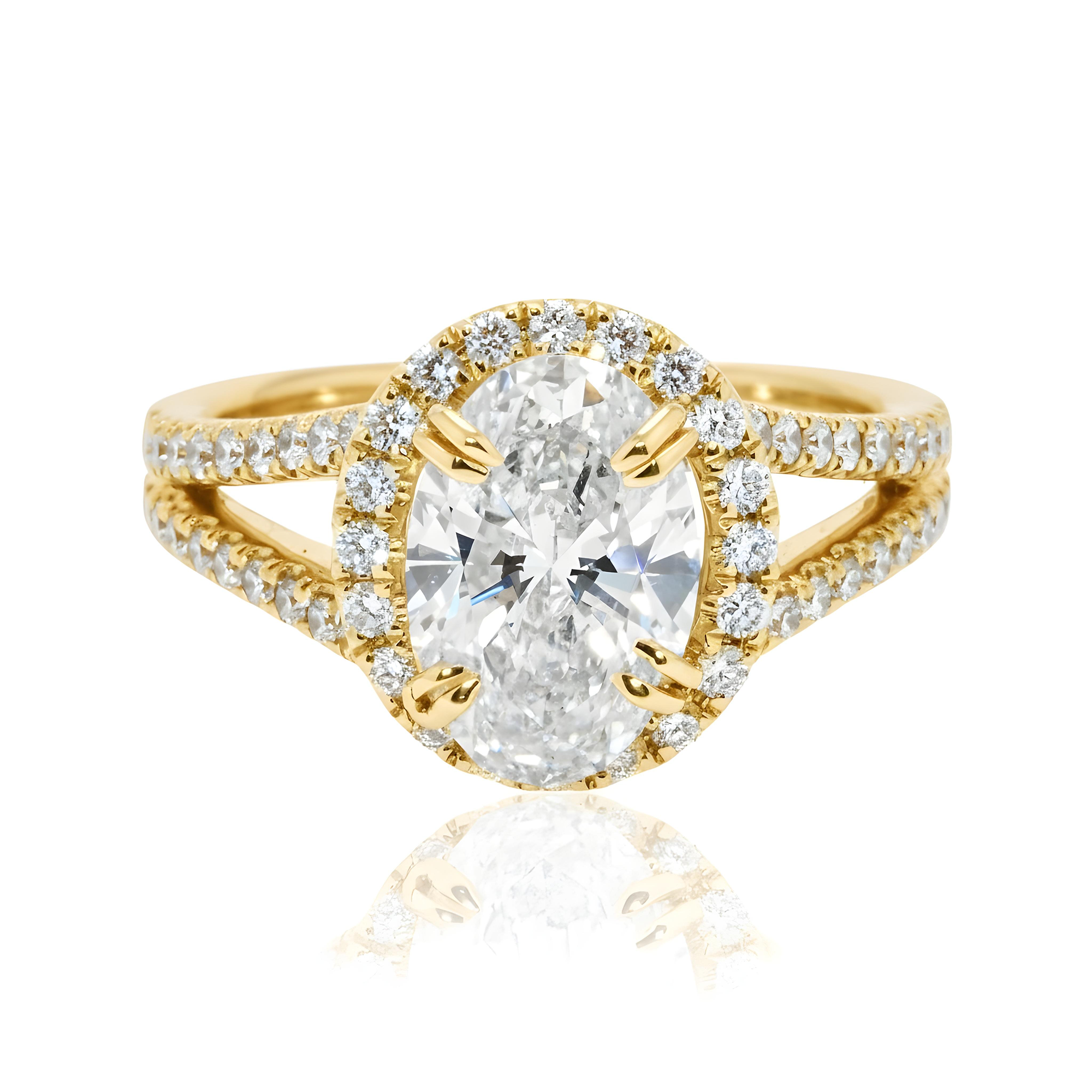18K White Gold 2.36ct Oval Cut Diamond Engagement Ring 3.24ctw