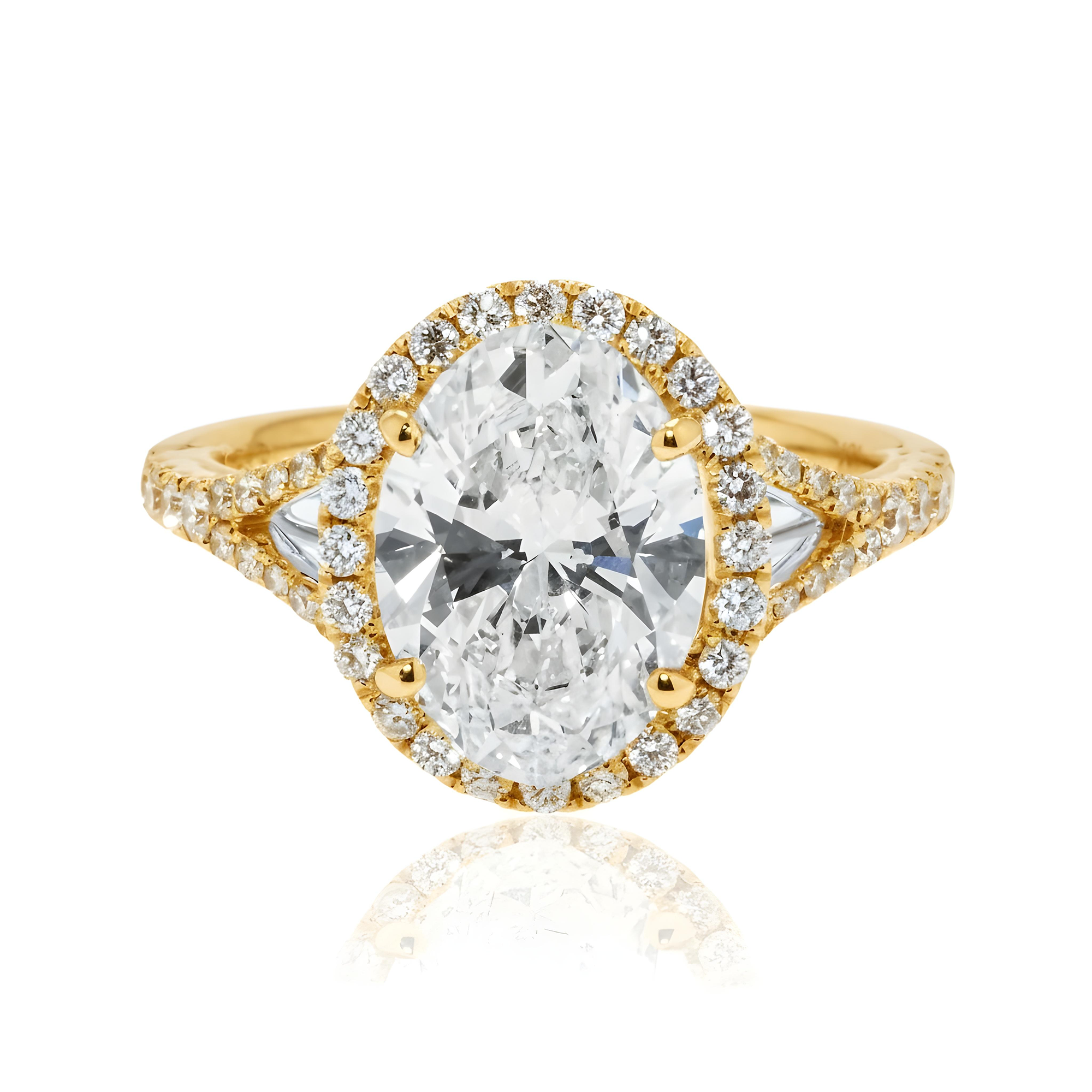 18K White Gold 2.74ct Oval Cut Diamond Engagement Ring 3.29ctw