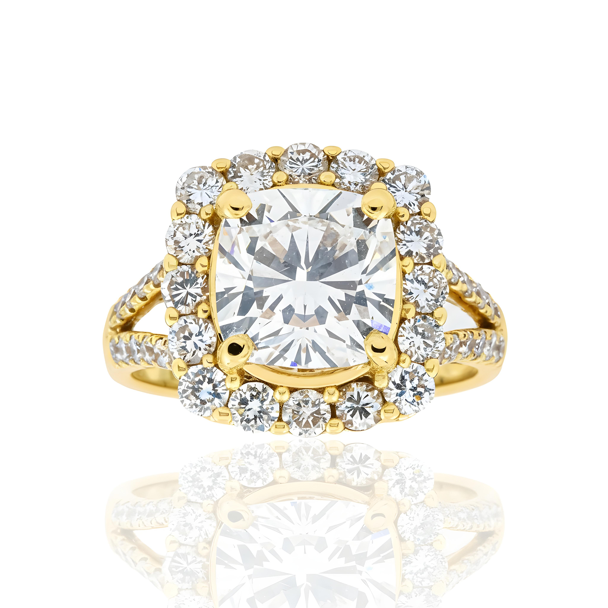 14K Rose Gold 3.03ct Cushion Diamond Engagement Ring 3.21ctw