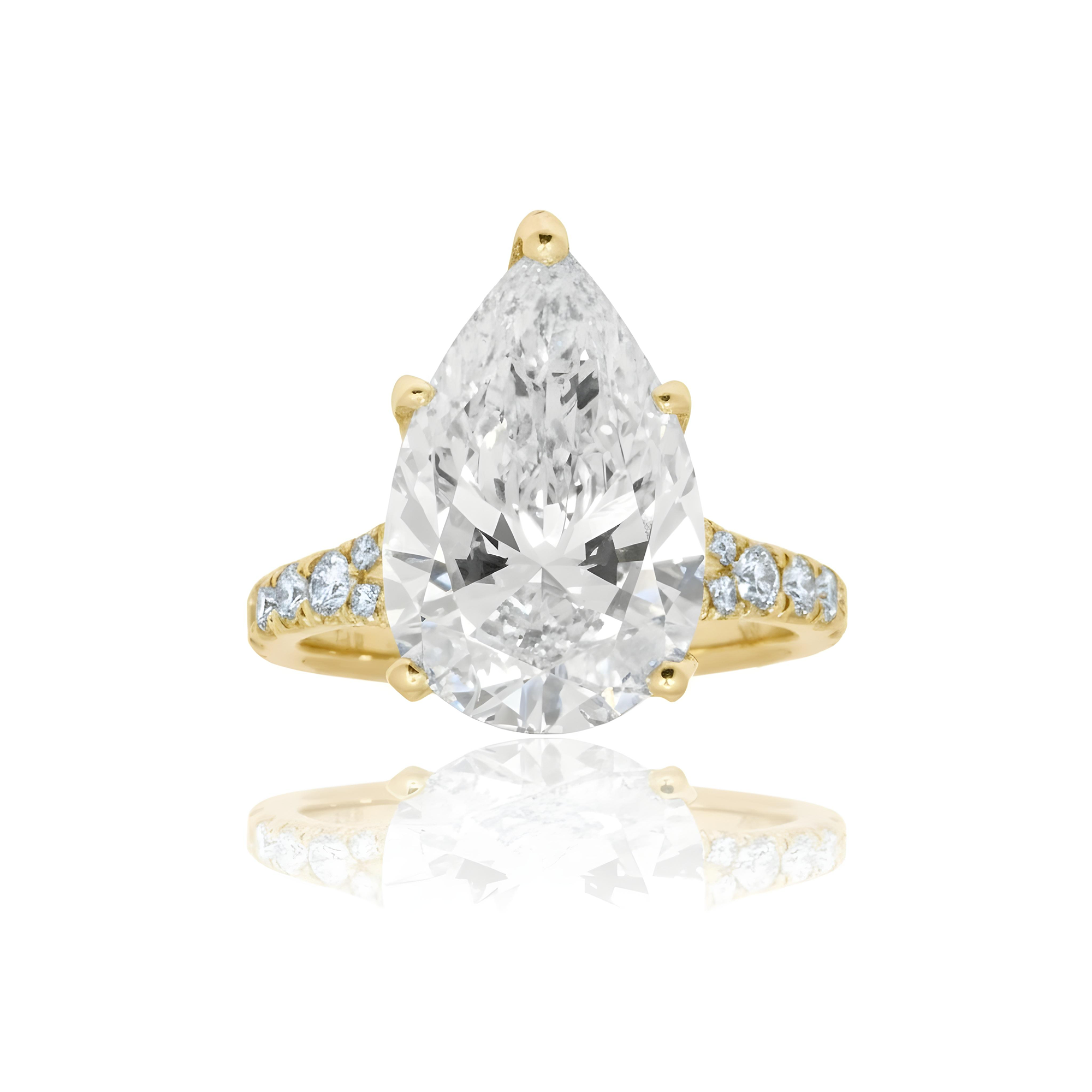 18K White Gold 6.07ct Pear Cut Diamond Engagement Ring 6.93ctw