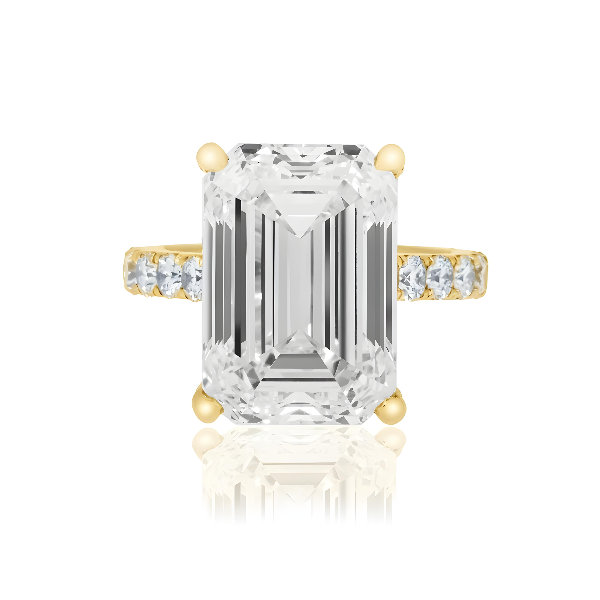 GIA 18K White Gold 13.84ct Emerald Cut Diamond Engagement Ring 15.79ctw