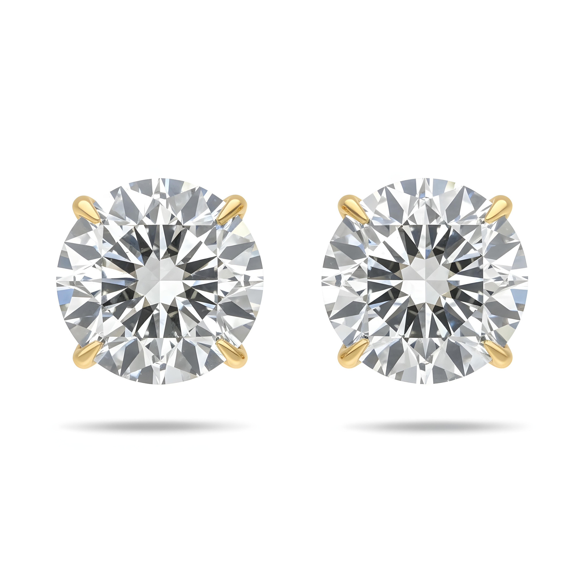 IGI Certified Platinum 10 Carats Each Solitaire Round Diamond Stud Earrings 20.21ctw