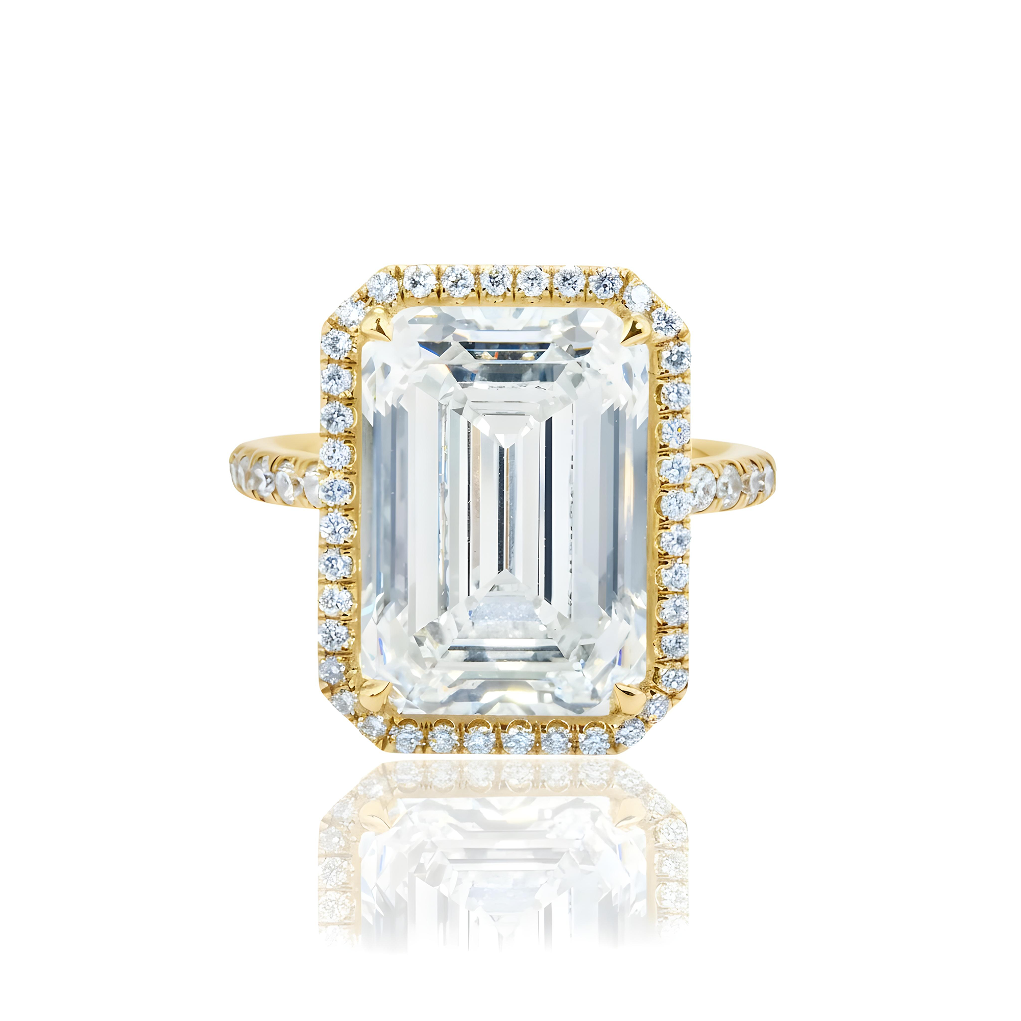 Platinum 10.17ct Emerald Cut Diamond Engagement Ring 11.07ctw